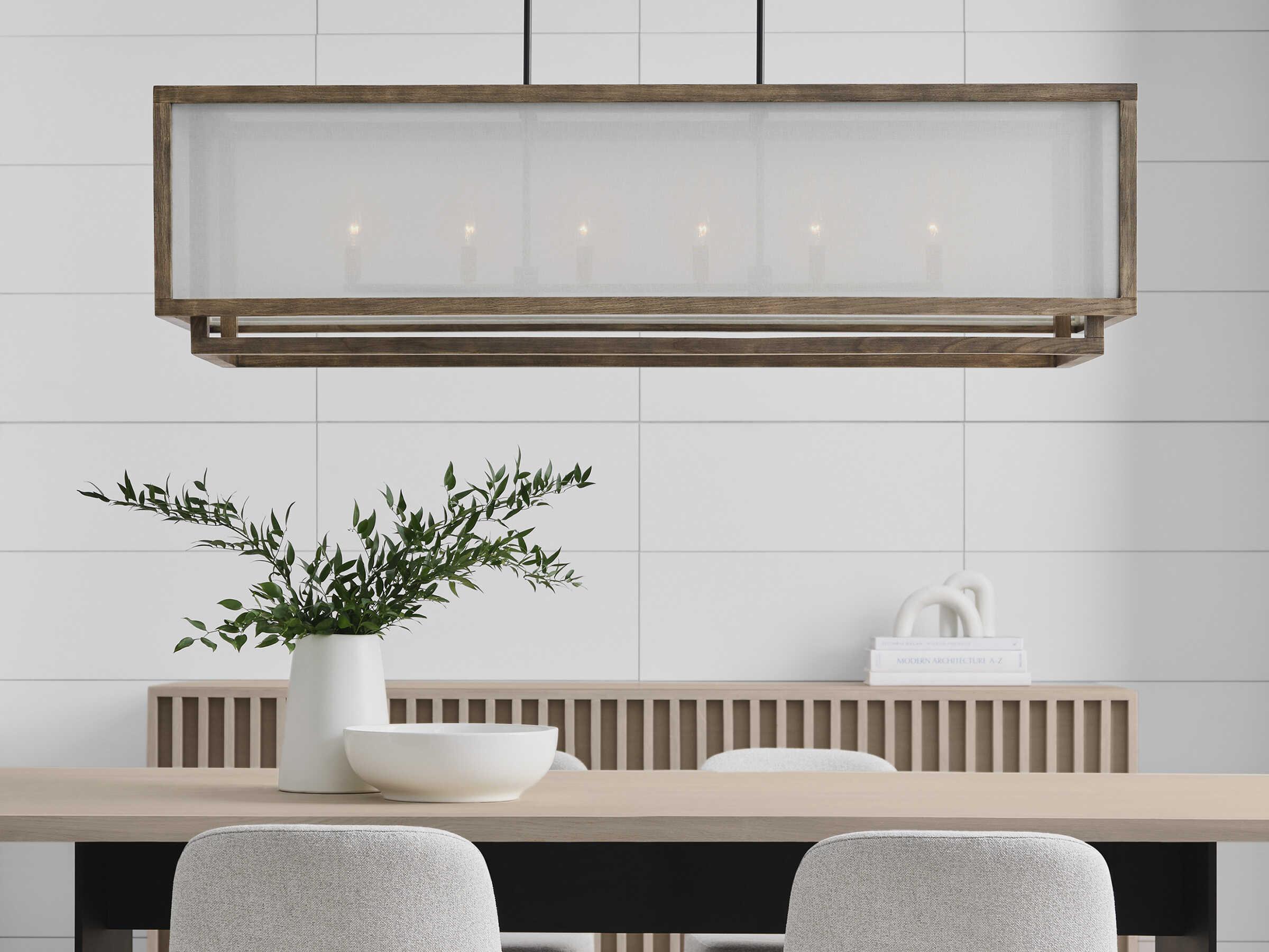 Visual Comfort Studio Brockway 6-Light Weathered Oak Wood Island Pendant