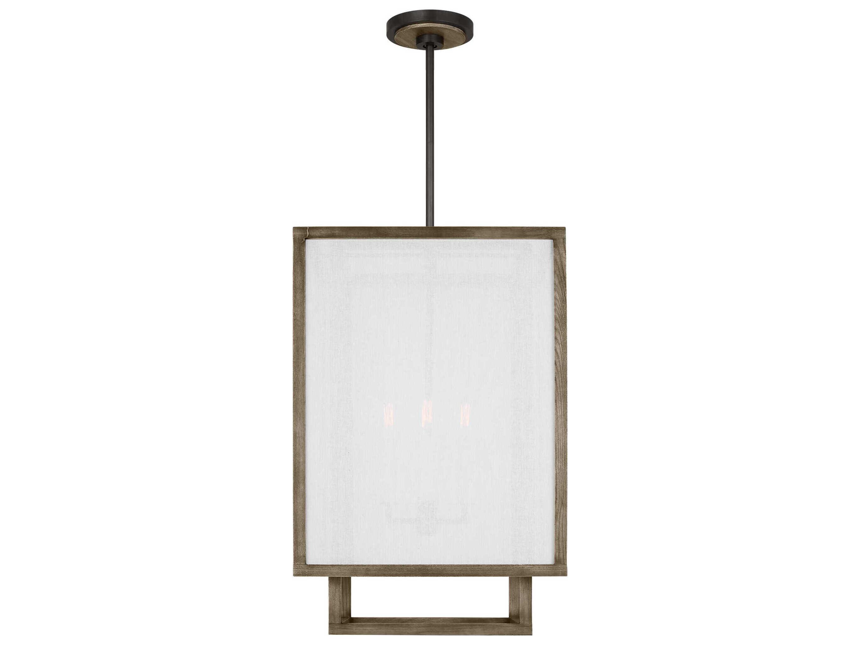 Visual Comfort Studio Brockway 4-Light Weathered Oak Wood Brown Pendant