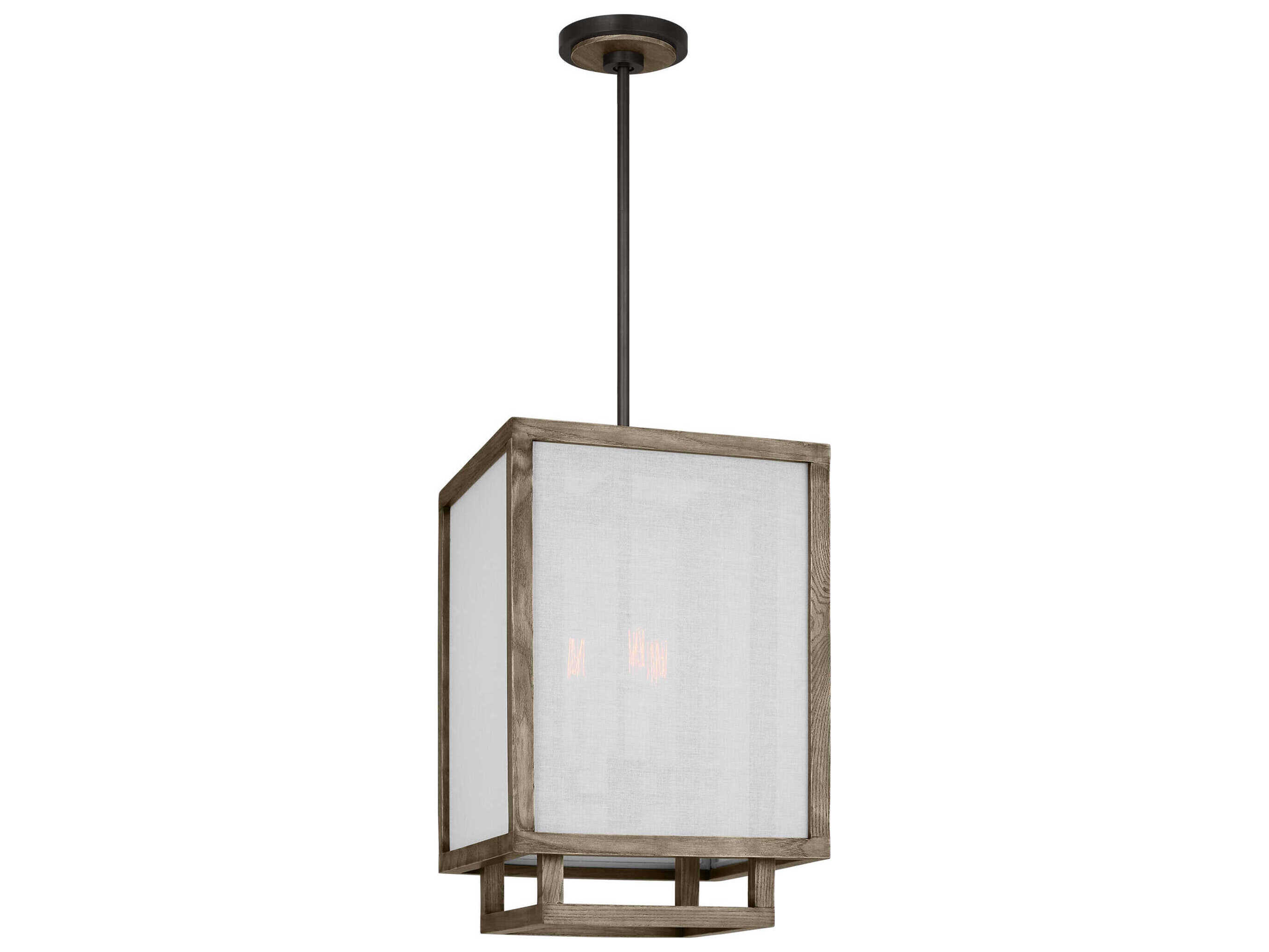 Visual Comfort Studio Brockway 3-Light Weathered Oak Wood Brown Mini Pendant