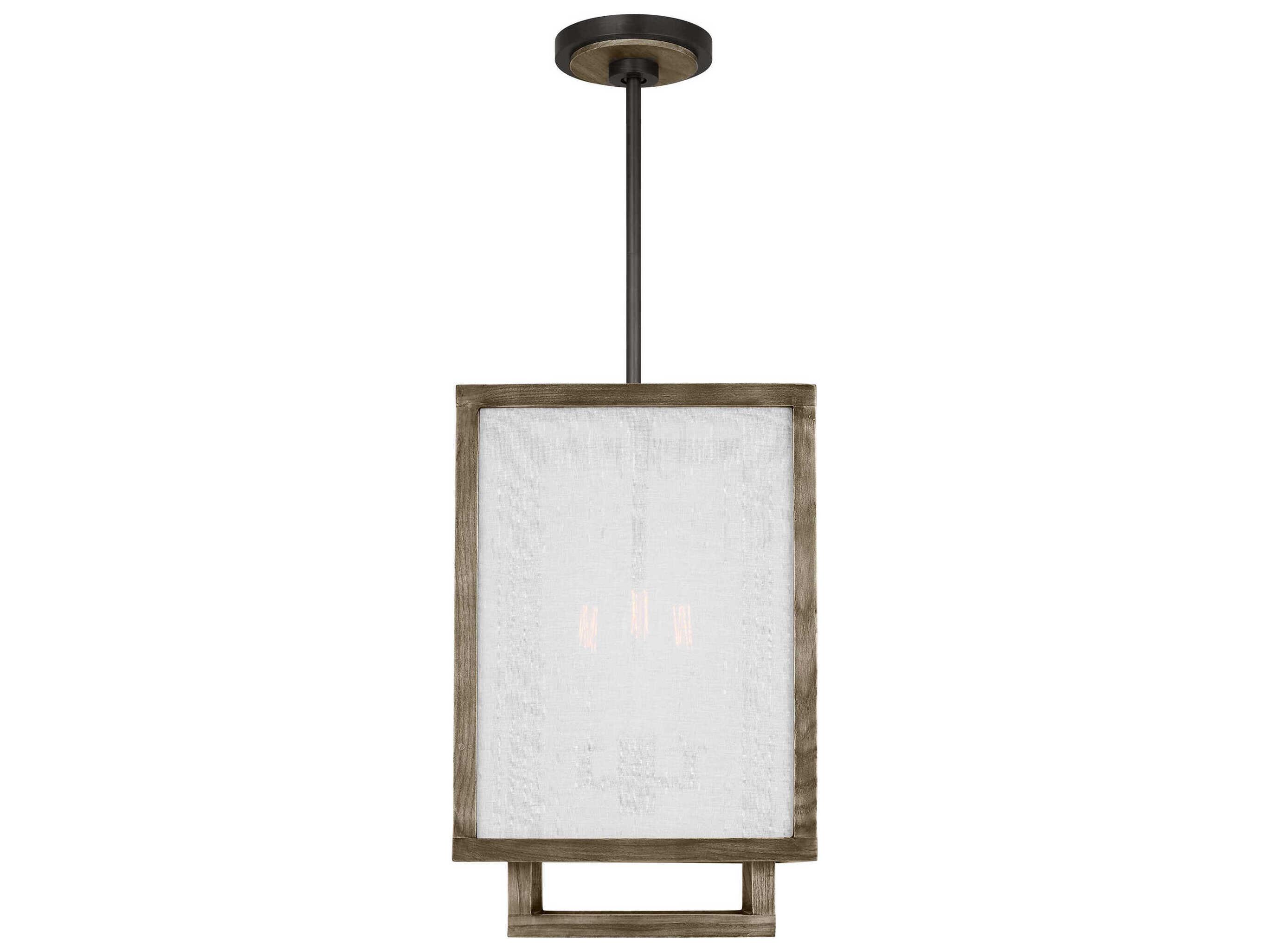 Visual Comfort Studio Brockway 3-Light Weathered Oak Wood Brown Mini Pendant