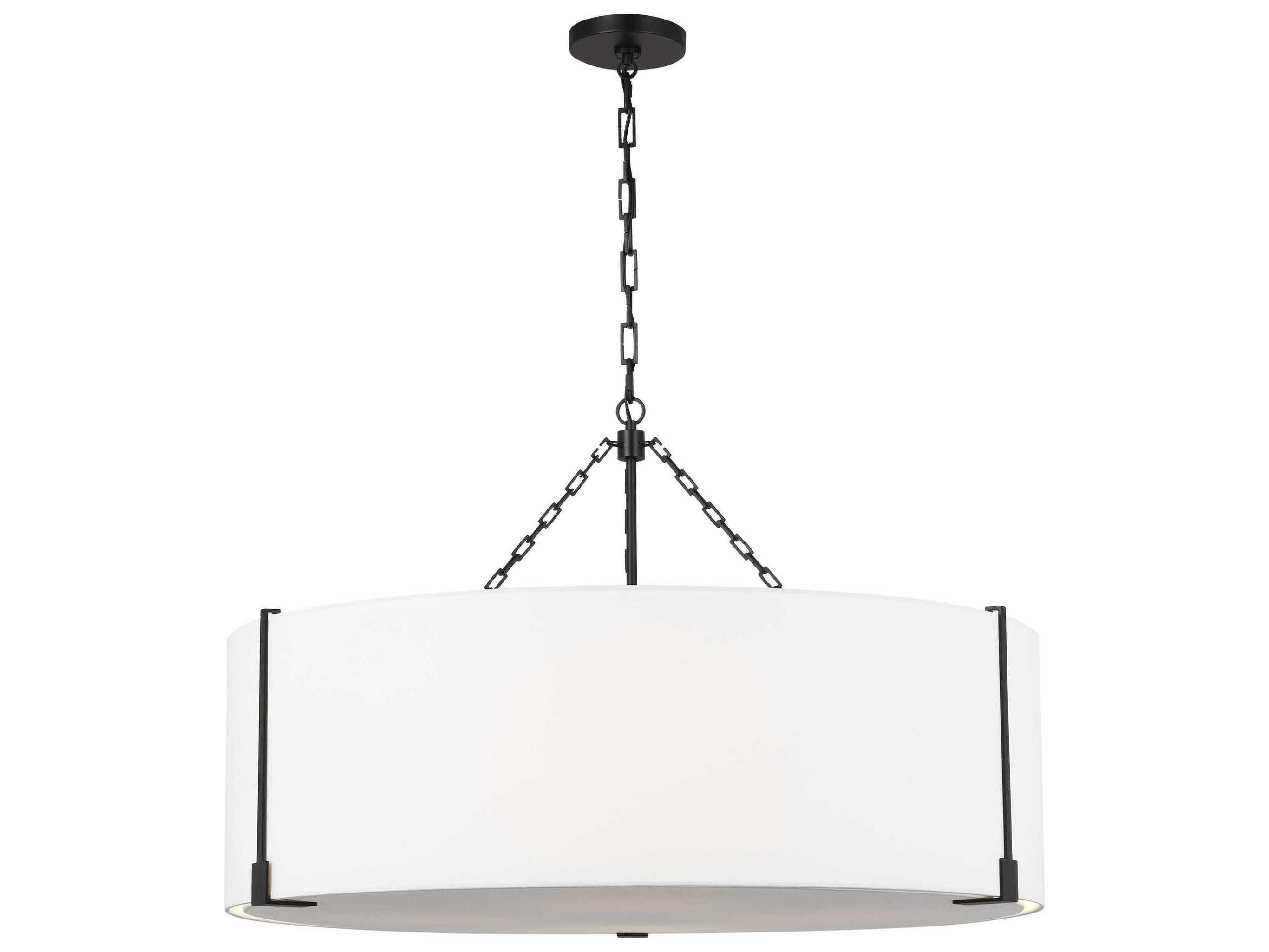 Visual Comfort Studio Bergen 4-Light Aged Iron Black Drum Pendant