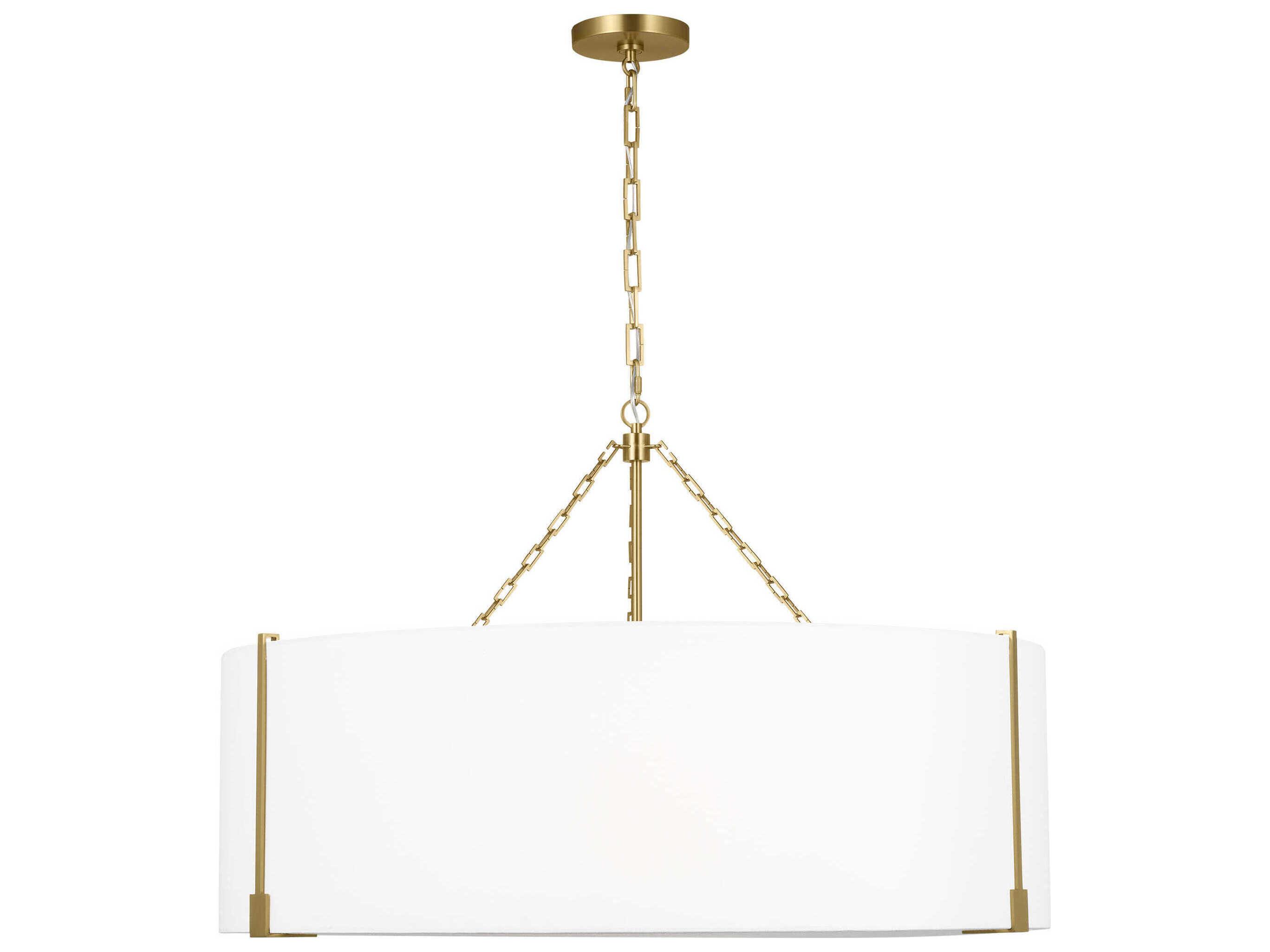 Visual Comfort Studio Bergen 4-Light Burnished Brass Drum Pendant