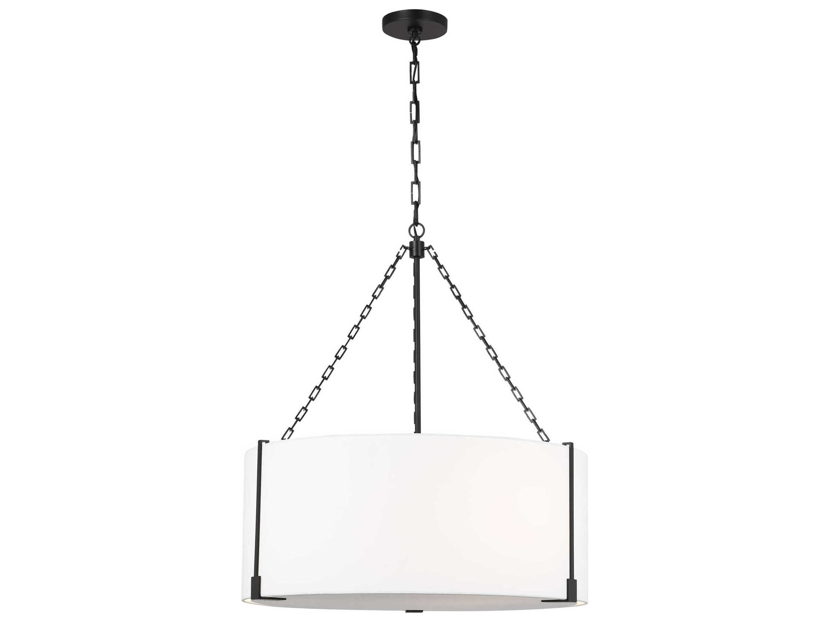 Visual Comfort Studio Bergen 3-Light Aged Iron Black Drum Pendant