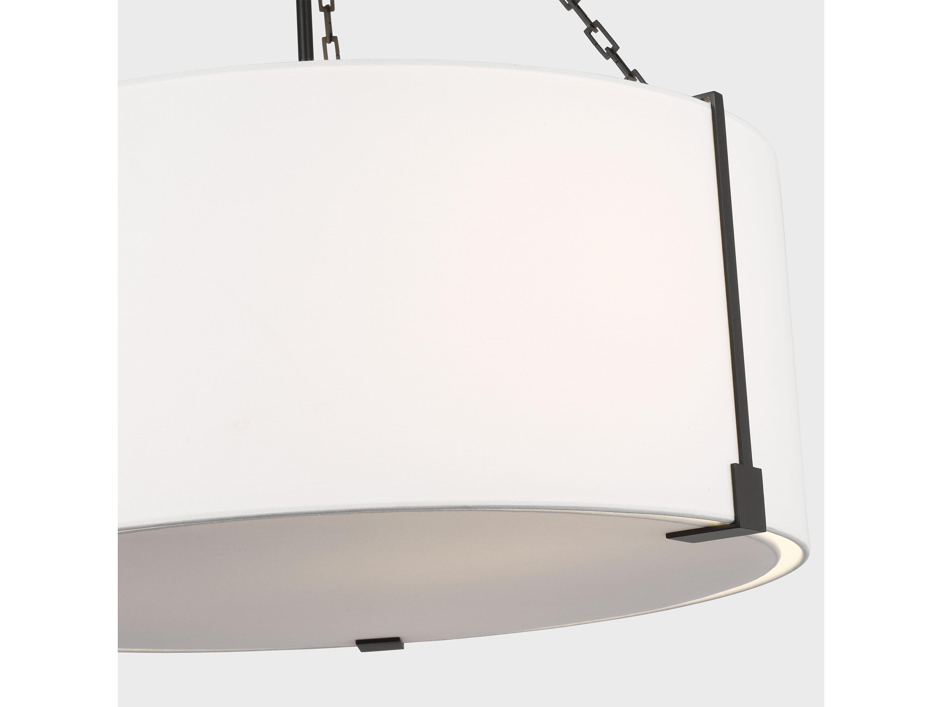 Visual Comfort Studio Bergen 3-Light Aged Iron Black Drum Pendant