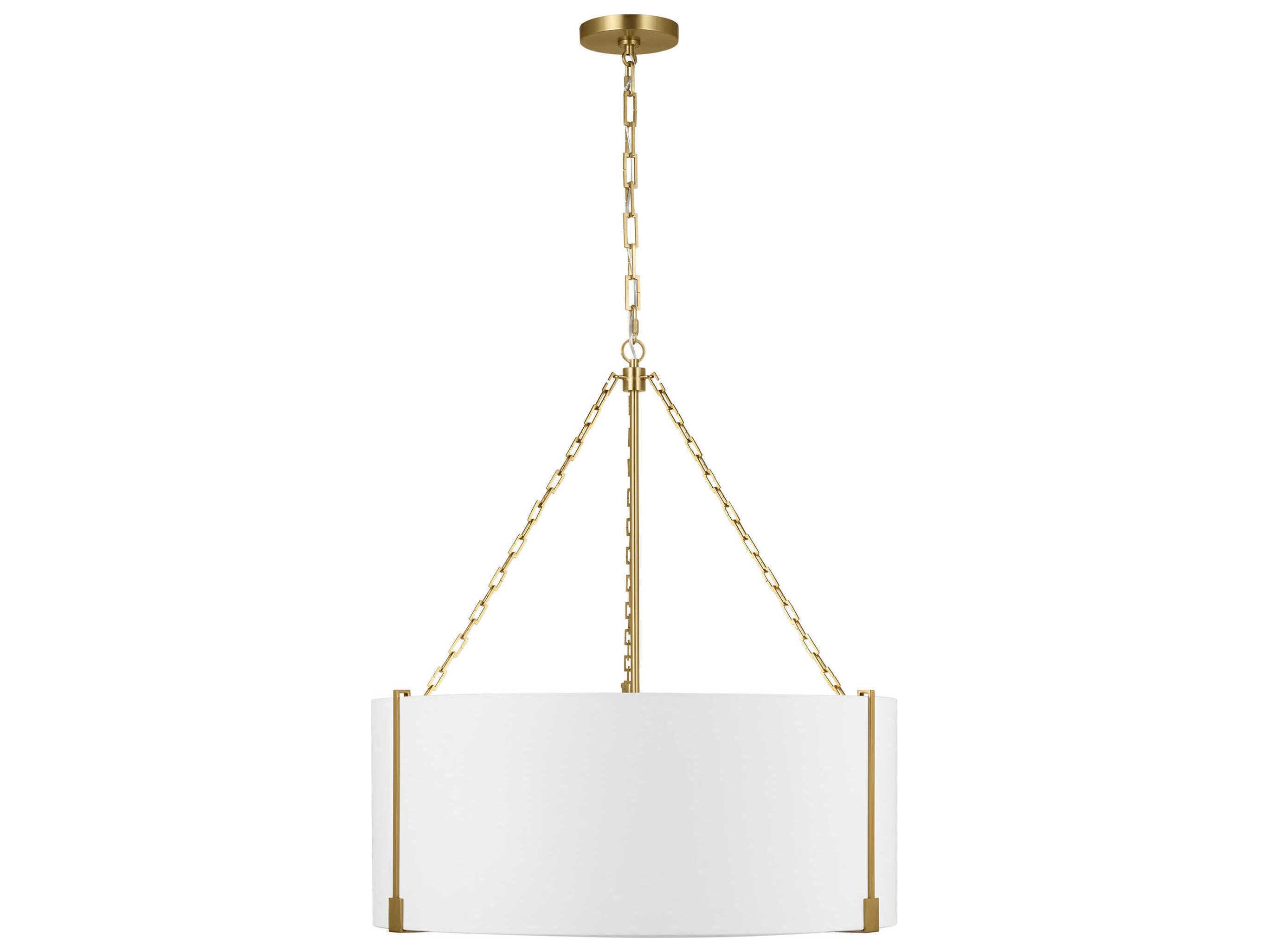 Visual Comfort Studio Bergen 3-Light Burnished Brass Drum Pendant