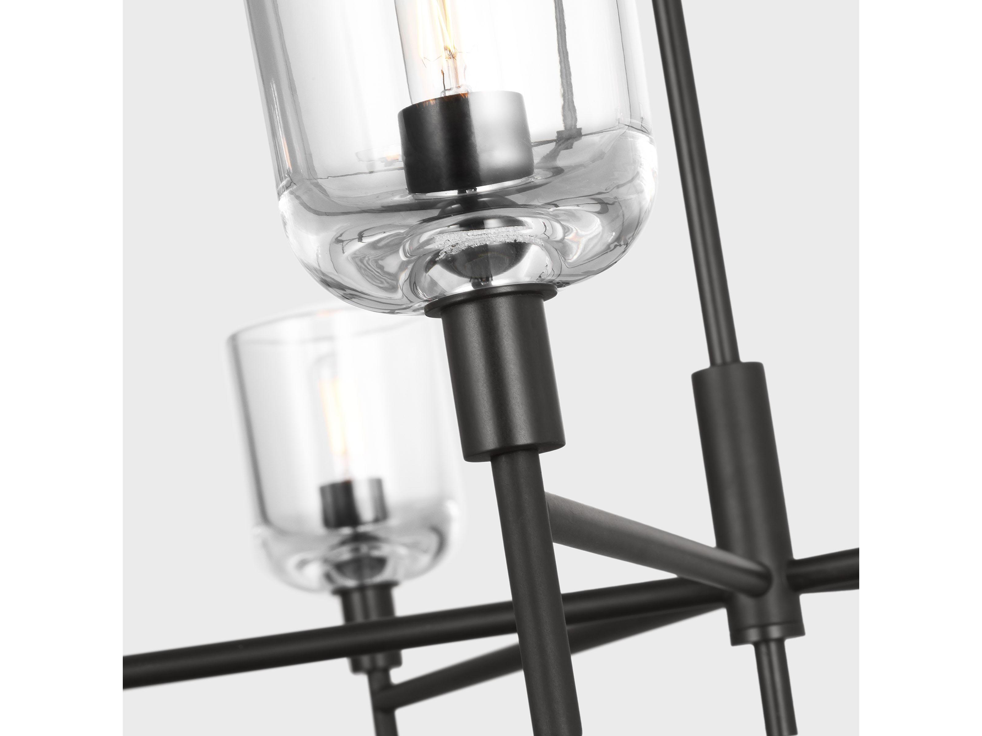 Visual Comfort Studio Hartley 5-Light Aged Iron Black Candelabra Chandelier