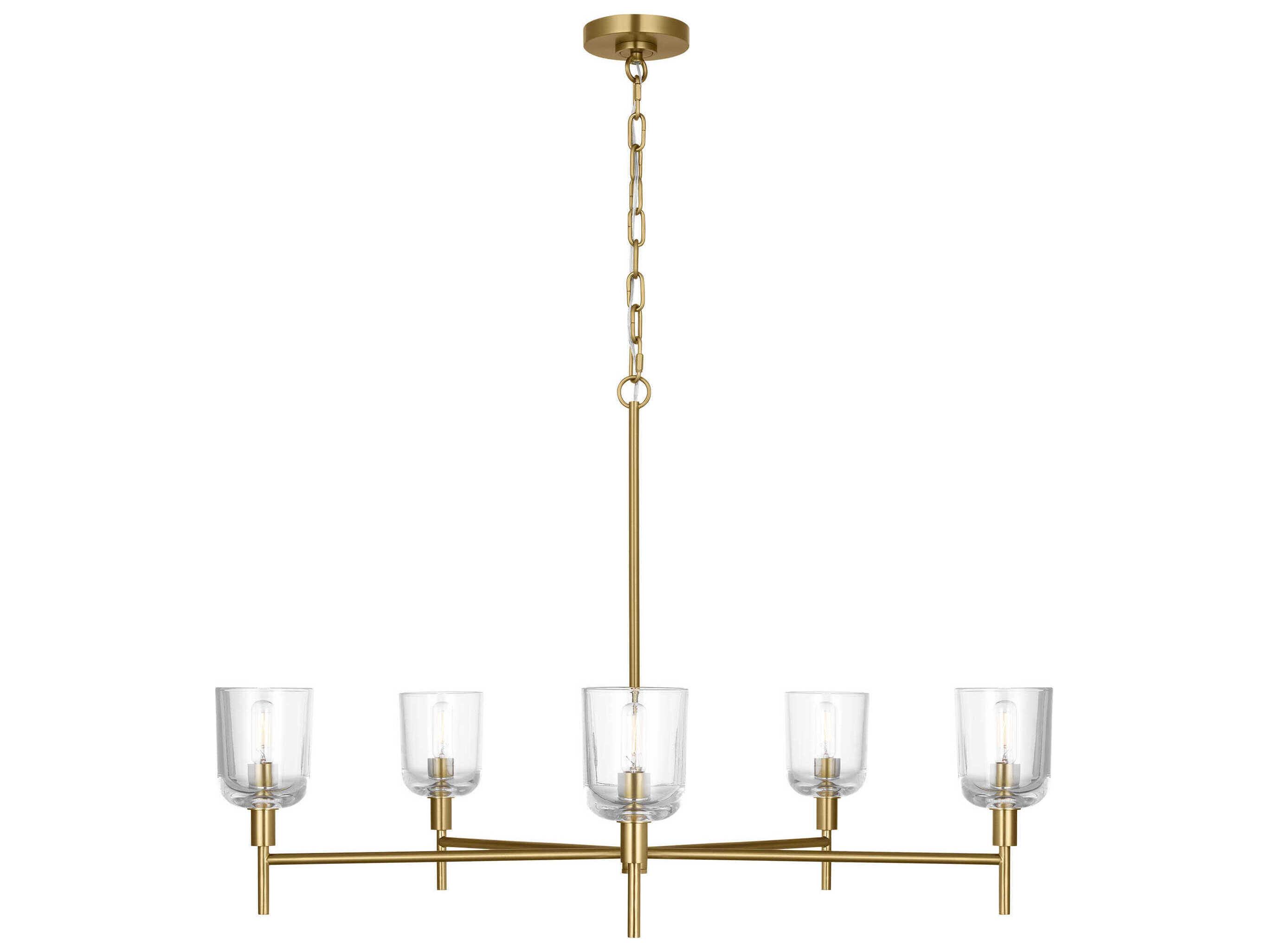 Visual Comfort Studio Hartley 5-Light Burnished Brass Candelabra Chandelier