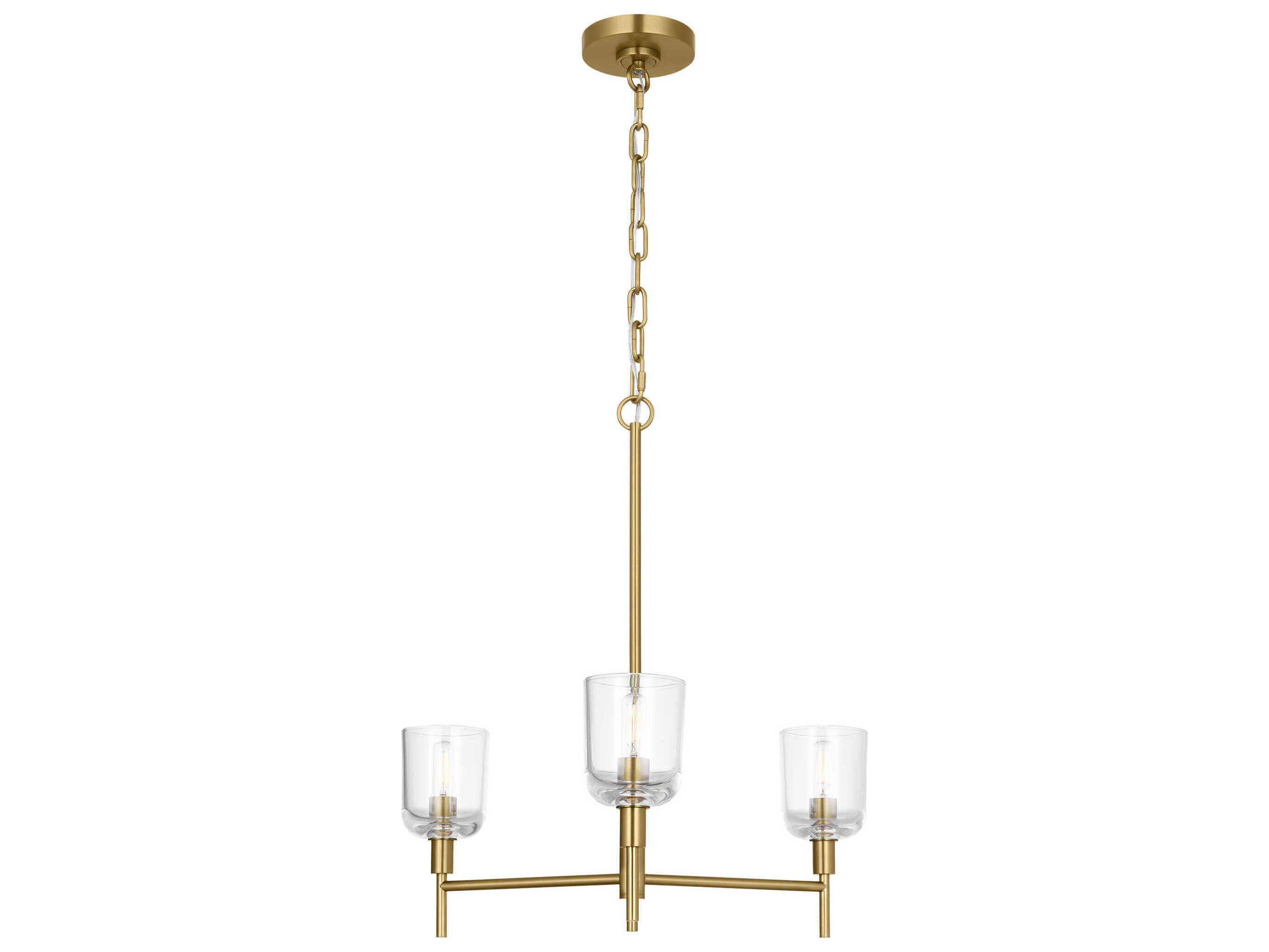 Visual Comfort Studio Hartley 3-Light Burnished Brass Candelabra Chandelier