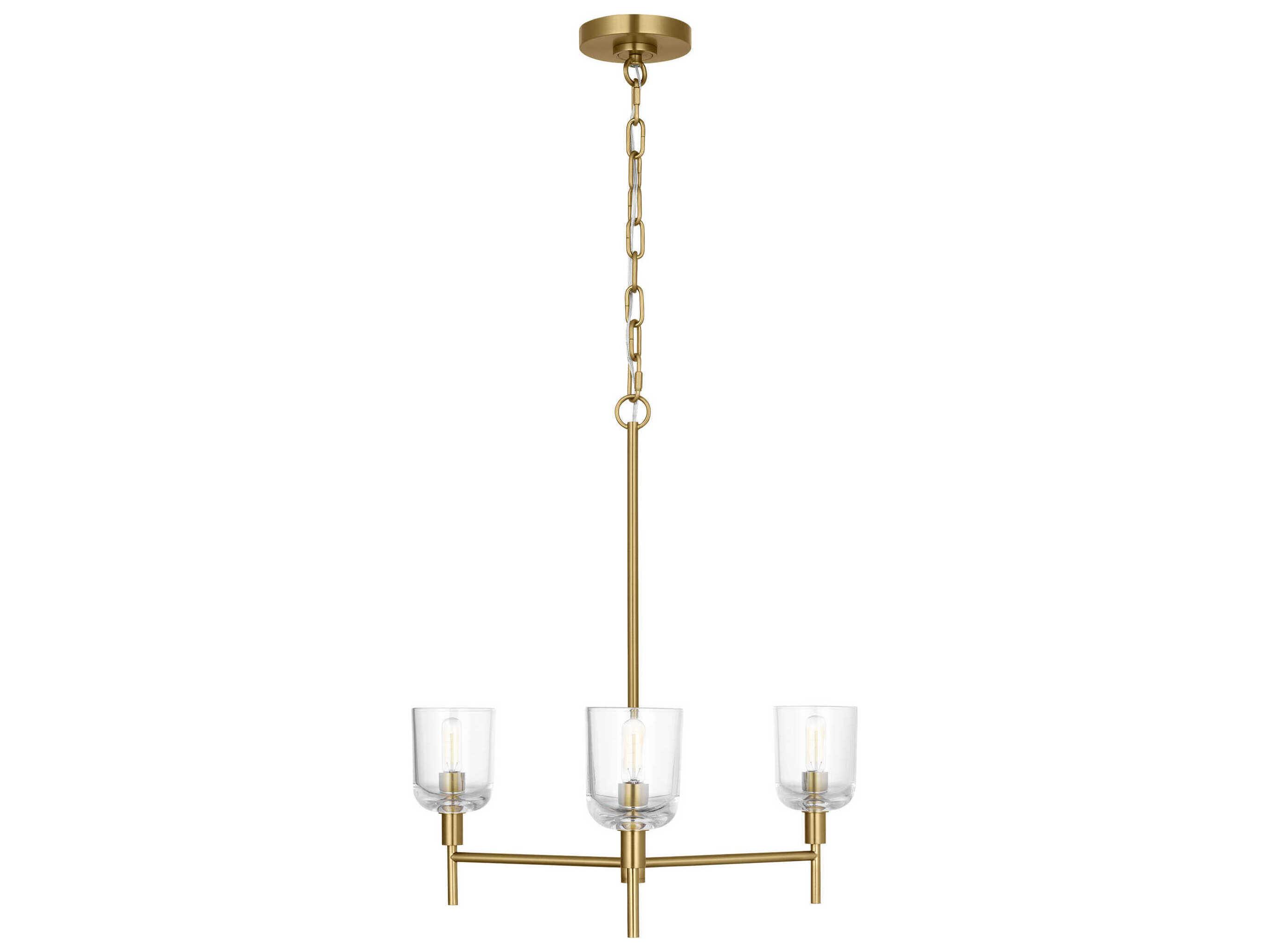 Visual Comfort Studio Hartley 3-Light Burnished Brass Candelabra Chandelier