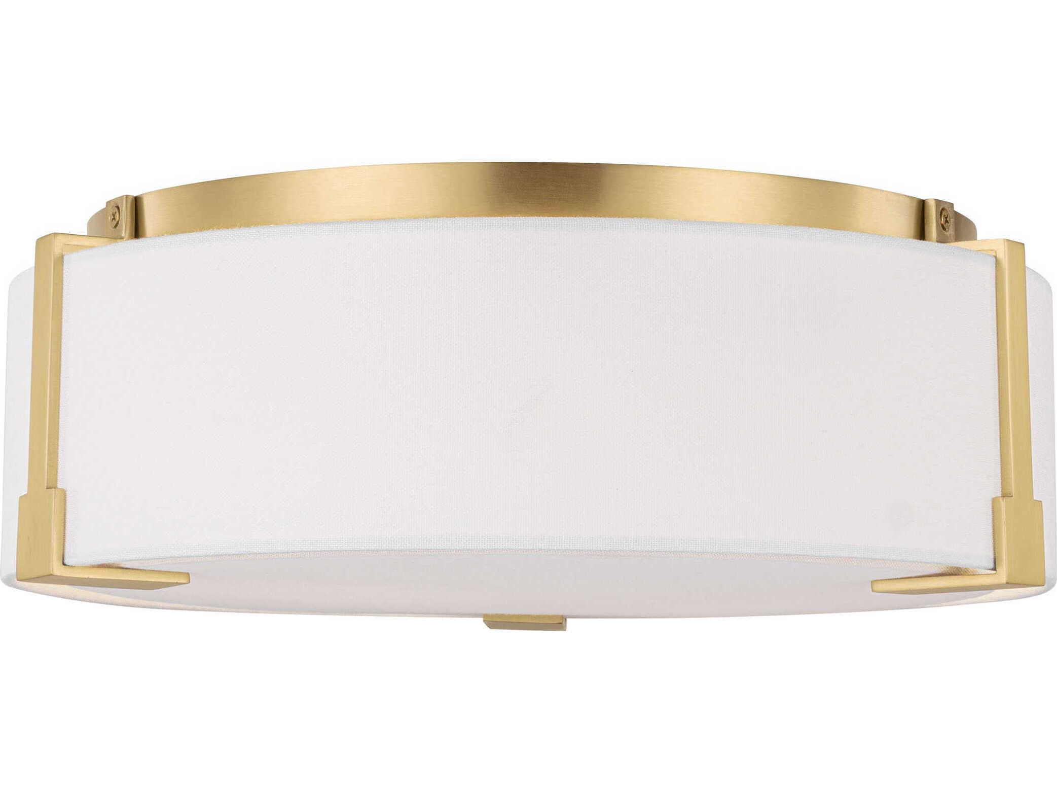 Visual Comfort Studio Bergen 2-Light Burnished Brass Round Flush Mount