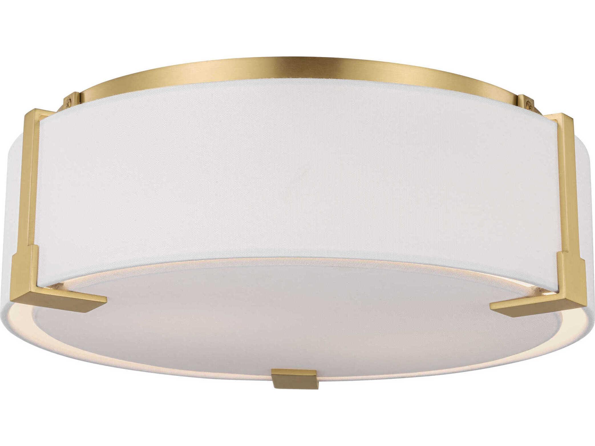 Visual Comfort Studio Bergen 2-Light Burnished Brass Round Flush Mount