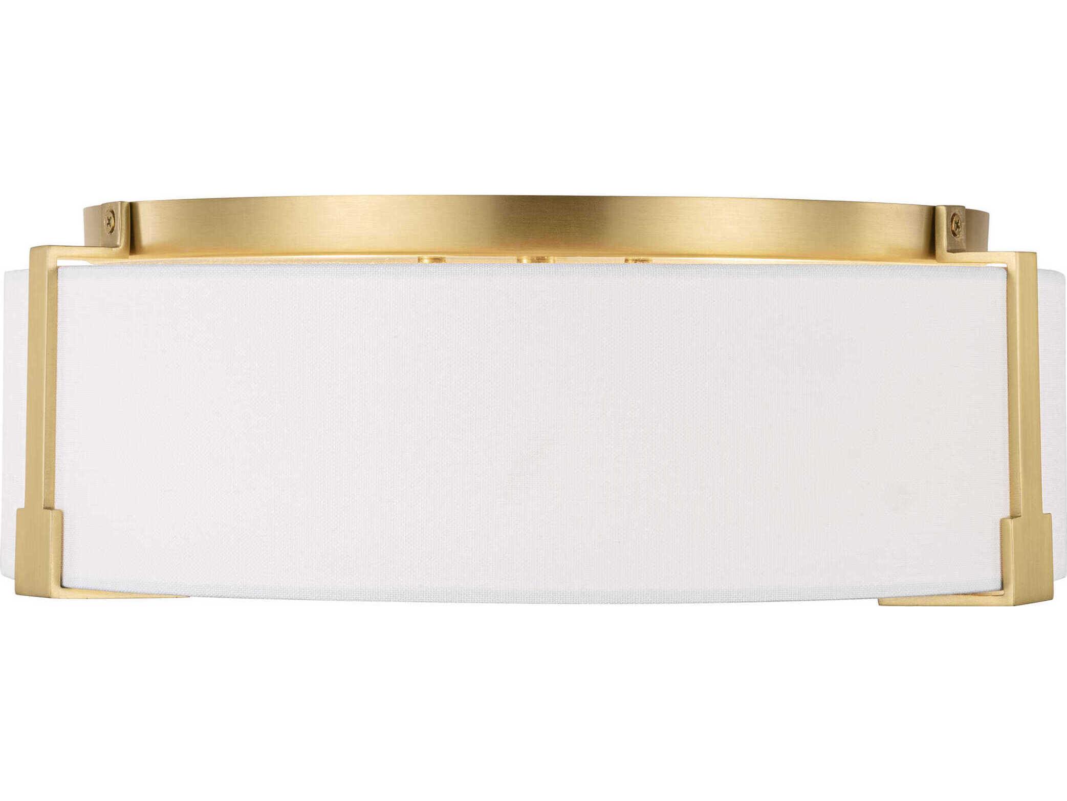 Visual Comfort Studio Bergen 2-Light Burnished Brass Round Flush Mount