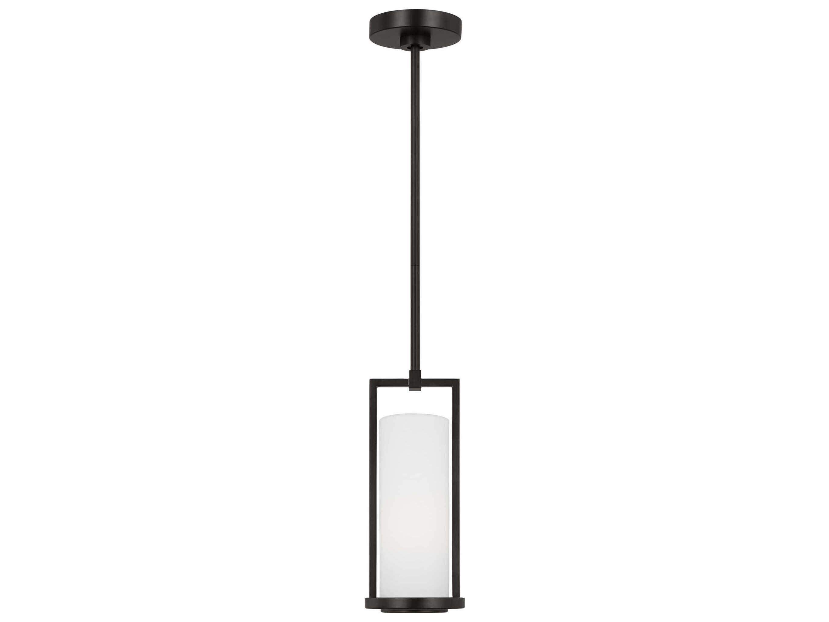 Visual Comfort Studio Sherwood 1-Light Aged Iron Black Cylinder Mini Pendant