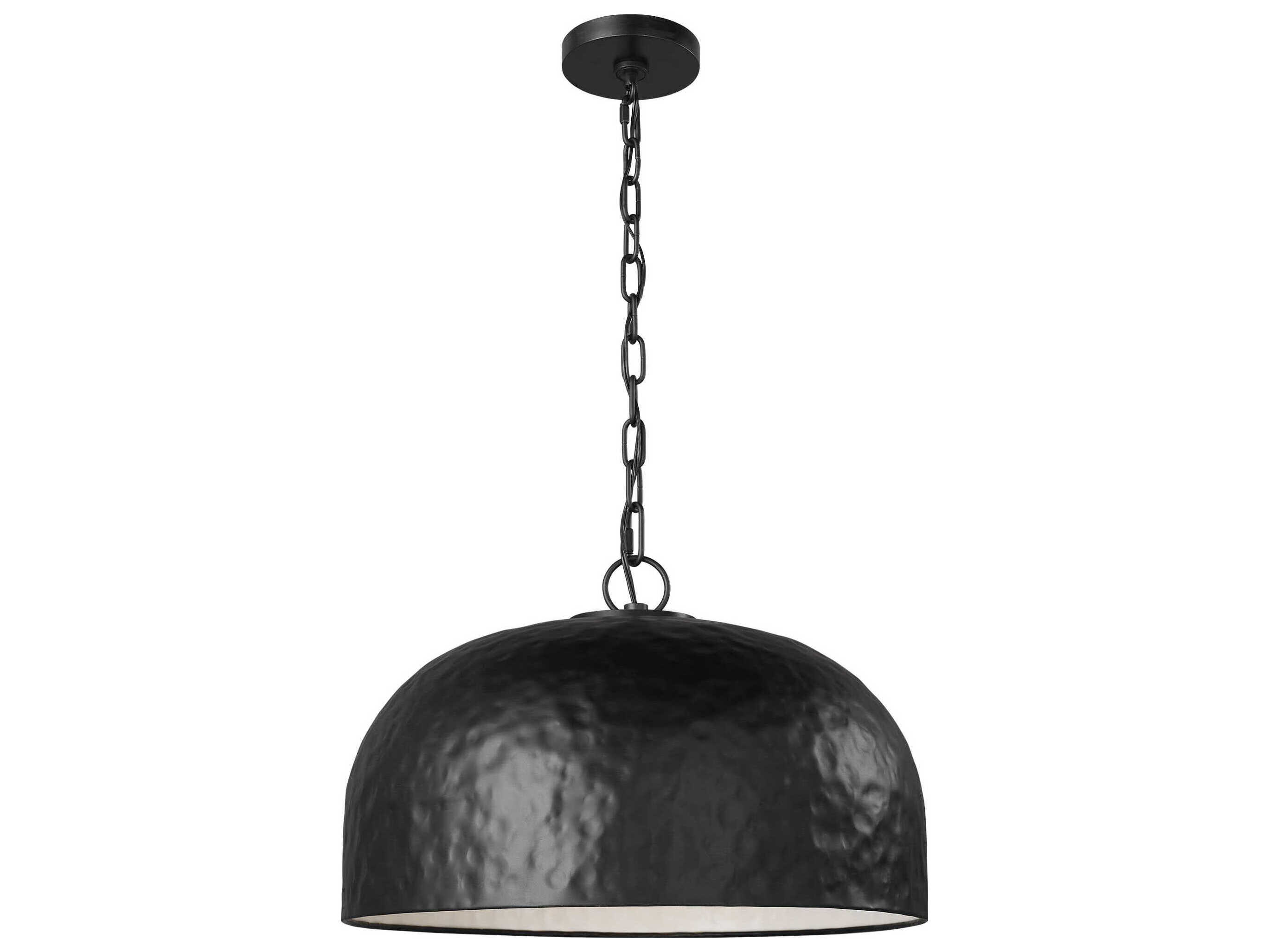 Visual Comfort Studio Buckner 1-Light Aged Iron Black Dome Pendant