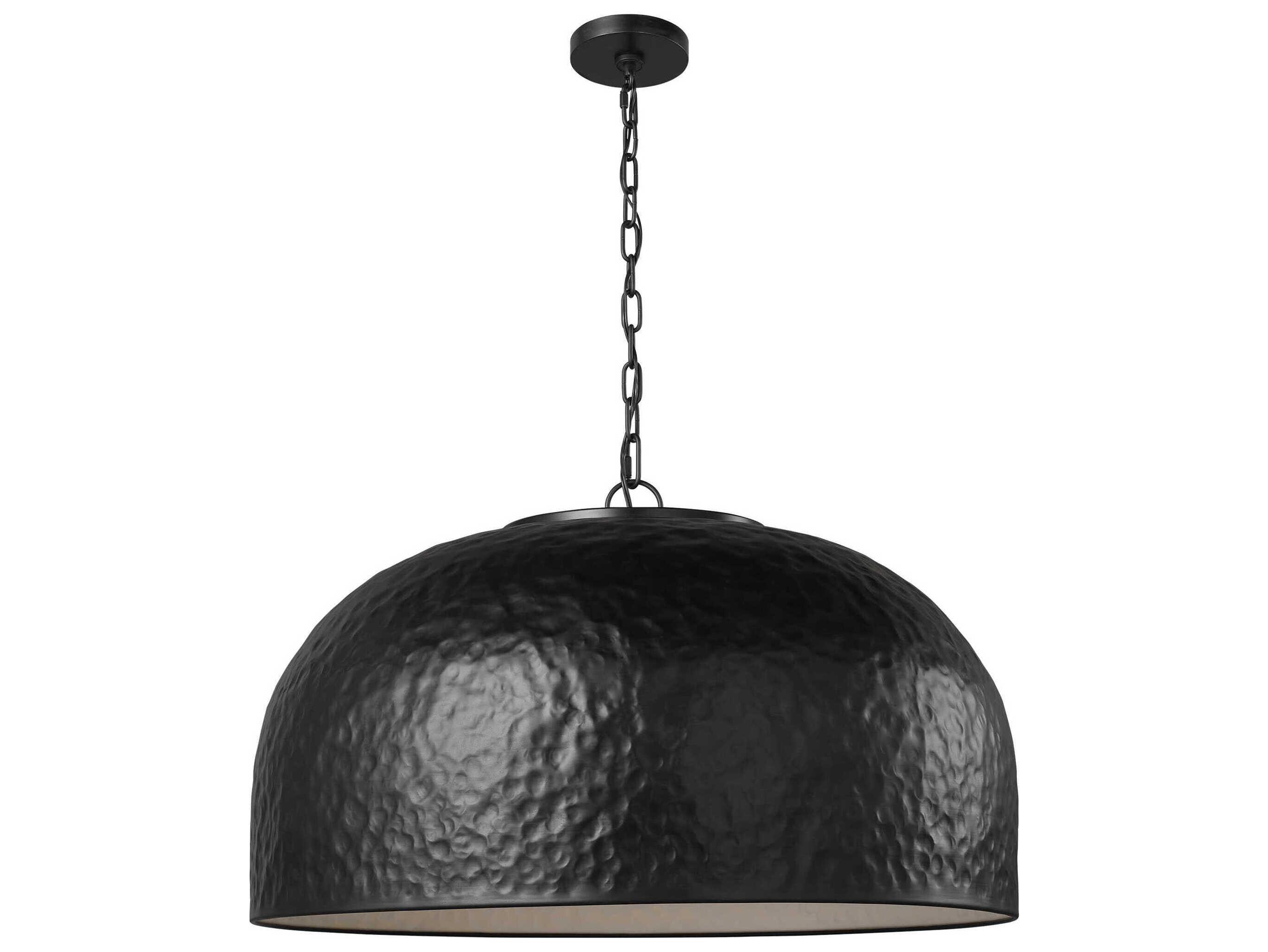 Visual Comfort Studio Buckner 1-Light Aged Iron Black Dome Pendant