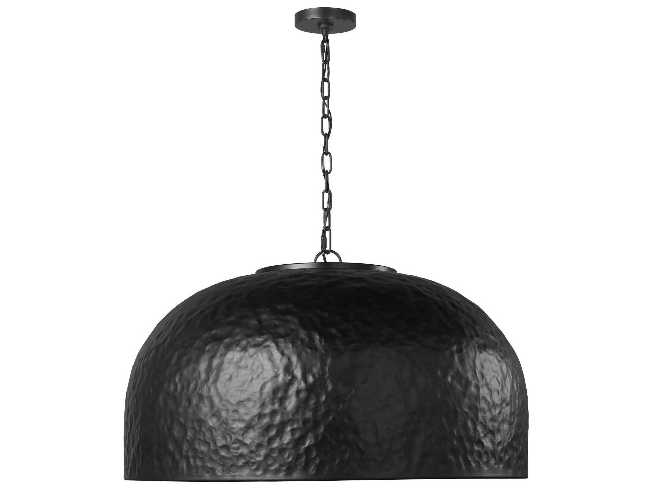 Visual Comfort Studio Buckner 1-Light Aged Iron Black Dome Pendant