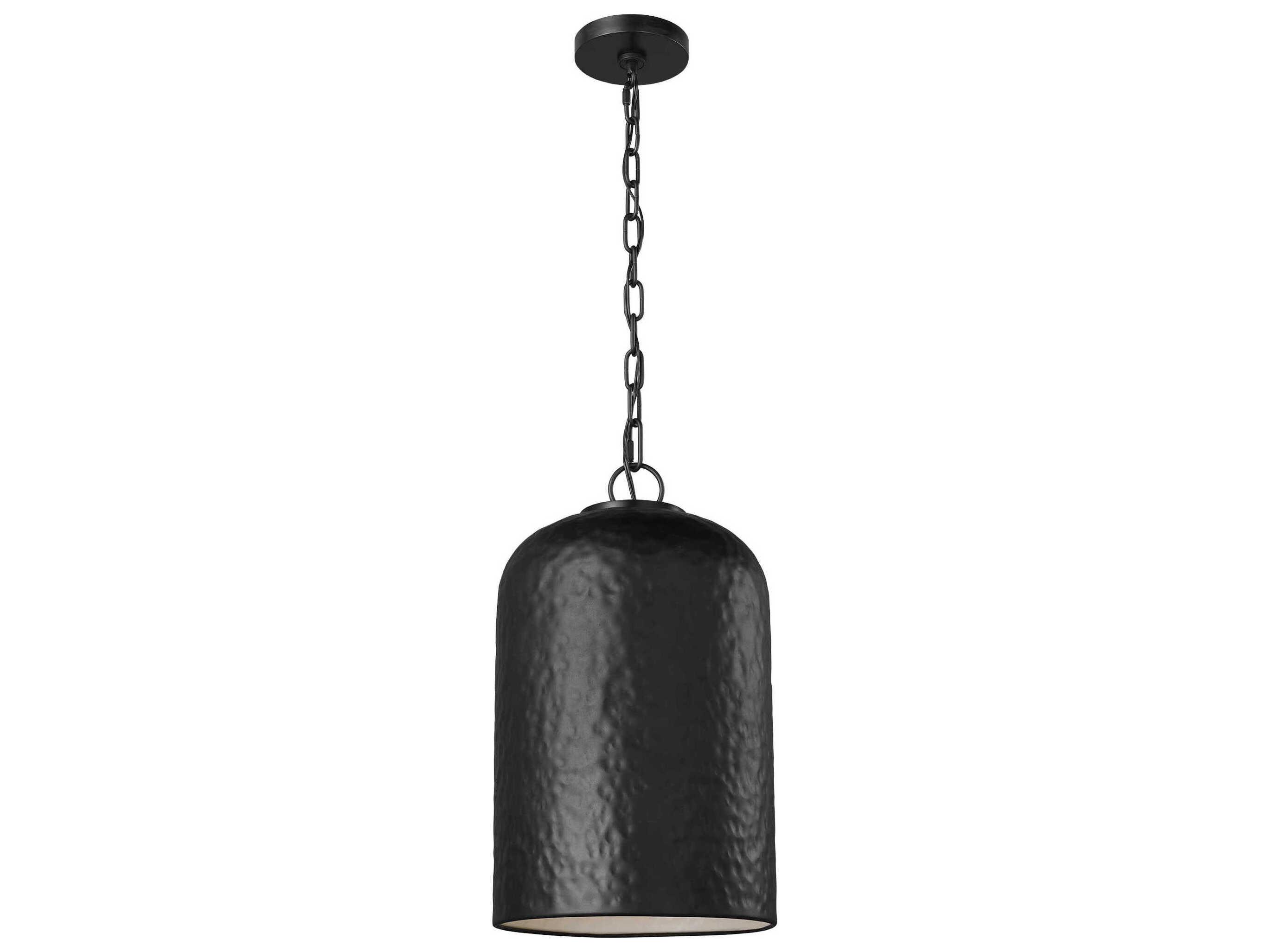 Visual Comfort Studio Buckner 1-Light Aged Iron Black Cylinder Mini Pendant