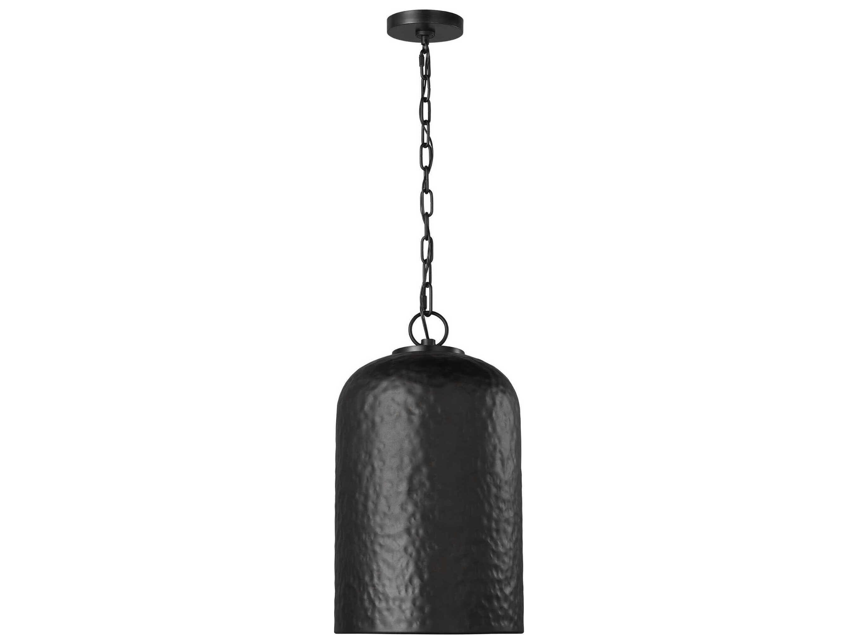 Visual Comfort Studio Buckner 1-Light Aged Iron Black Cylinder Mini Pendant