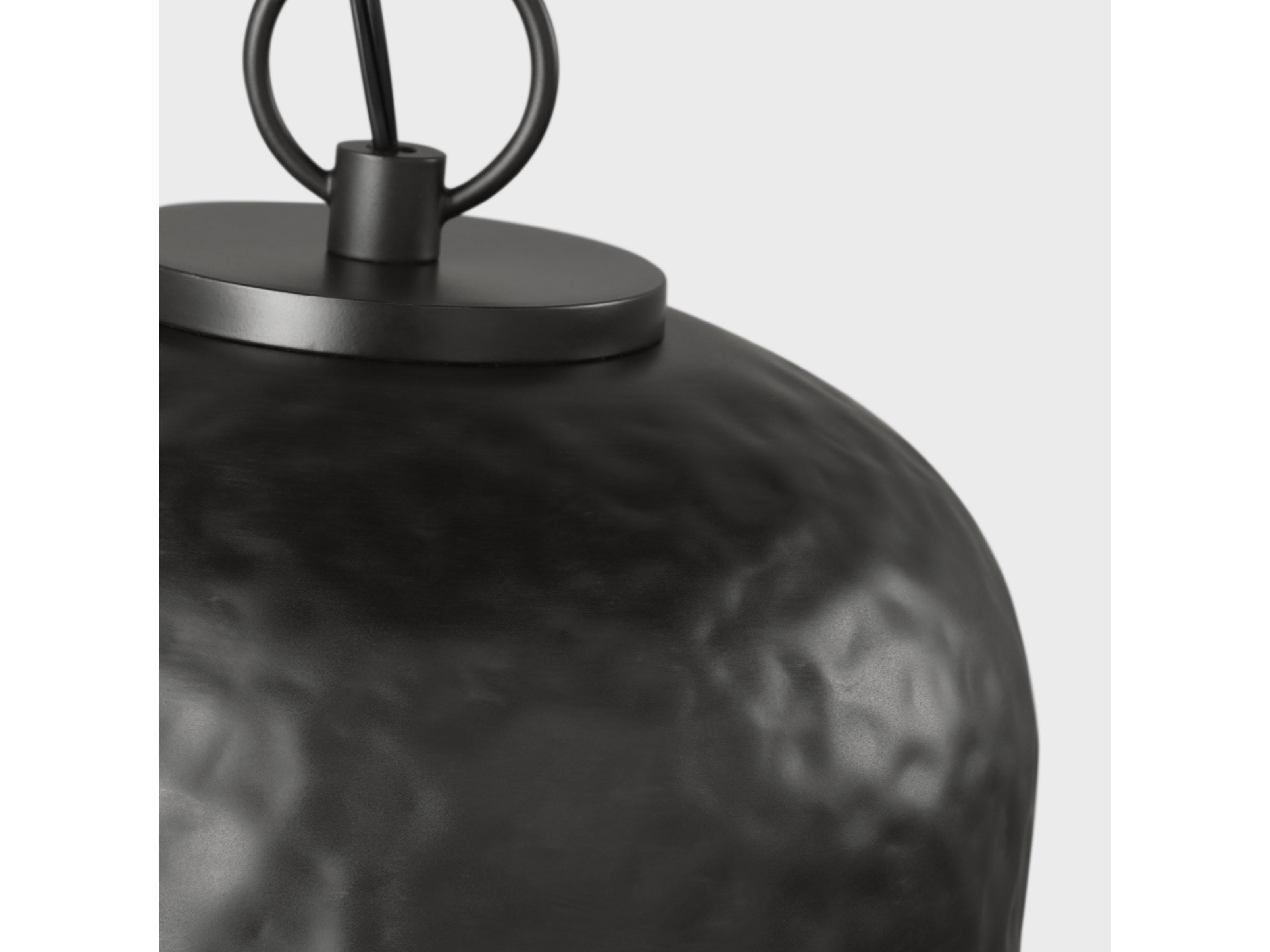 Visual Comfort Studio Buckner 1-Light Aged Iron Black Cylinder Mini Pendant