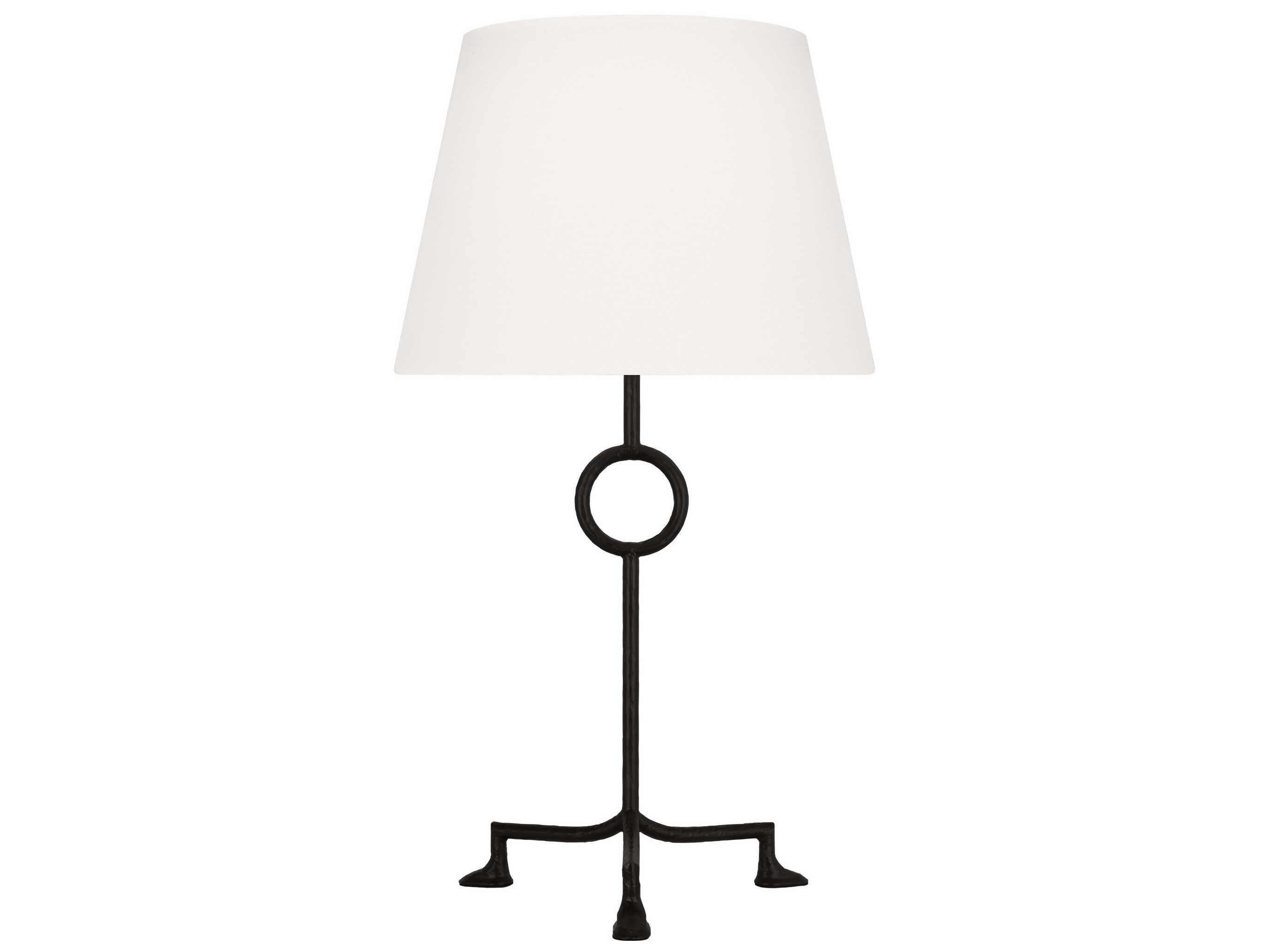 Visual Comfort Studio Montour Aged Iron White Linen Fabric Black Buffet Lamp