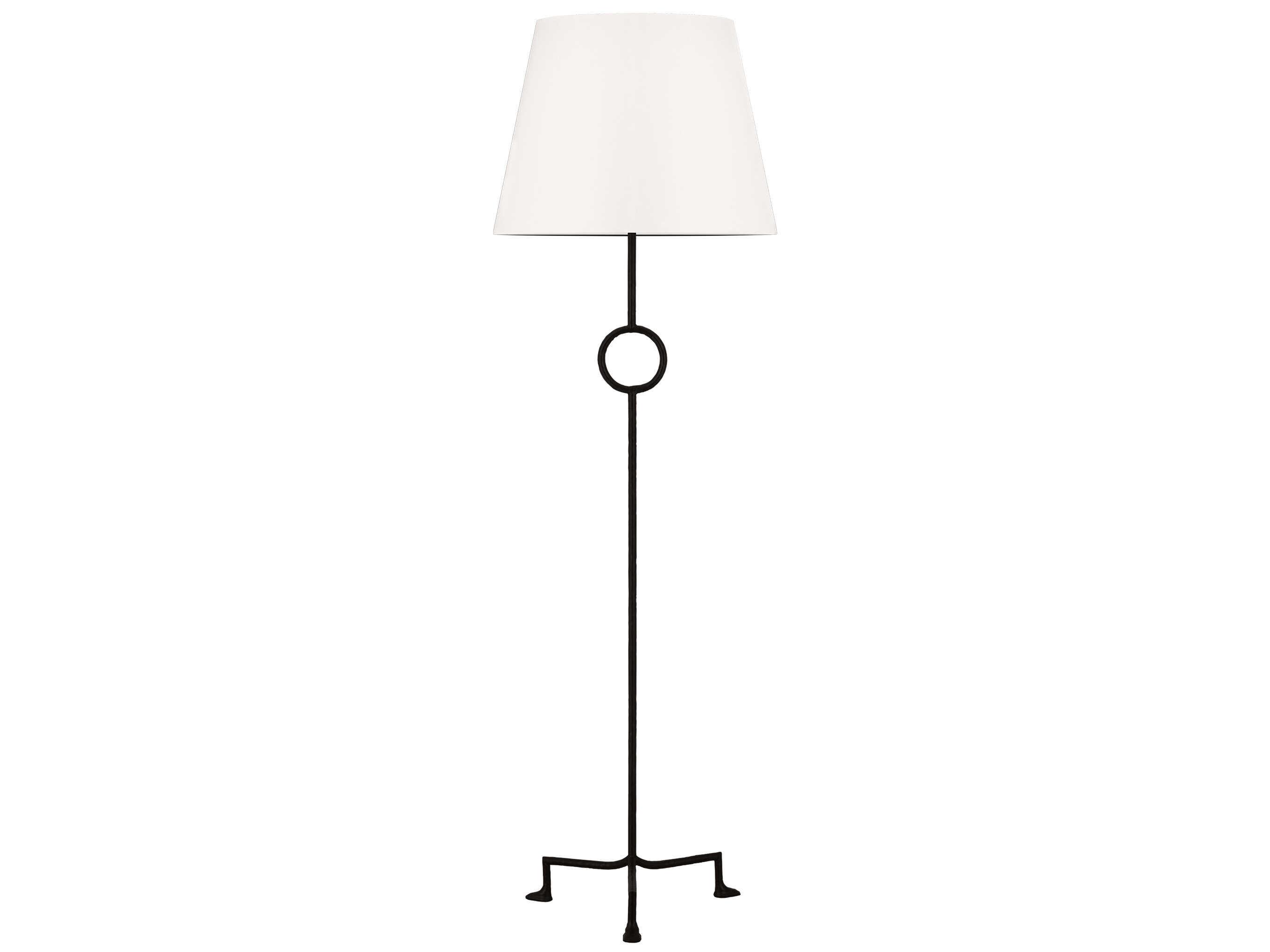 Visual Comfort Studio Montour Aged Iron White Linen Fabric Black Floor Lamp