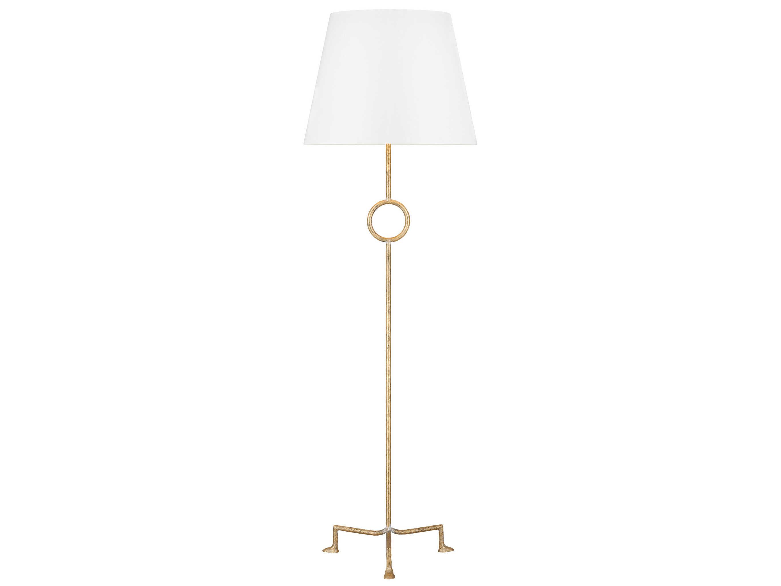 Visual Comfort Studio Montour Coastal Gild White Linen Fabric Gold Floor Lamp