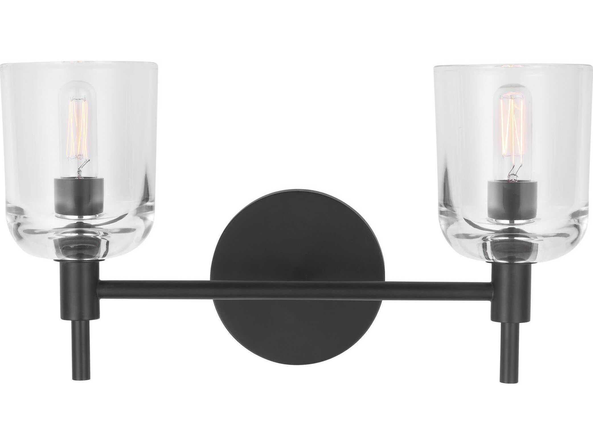 Visual Comfort Studio Hartley 2-Light Aged Iron Black Vanity Light