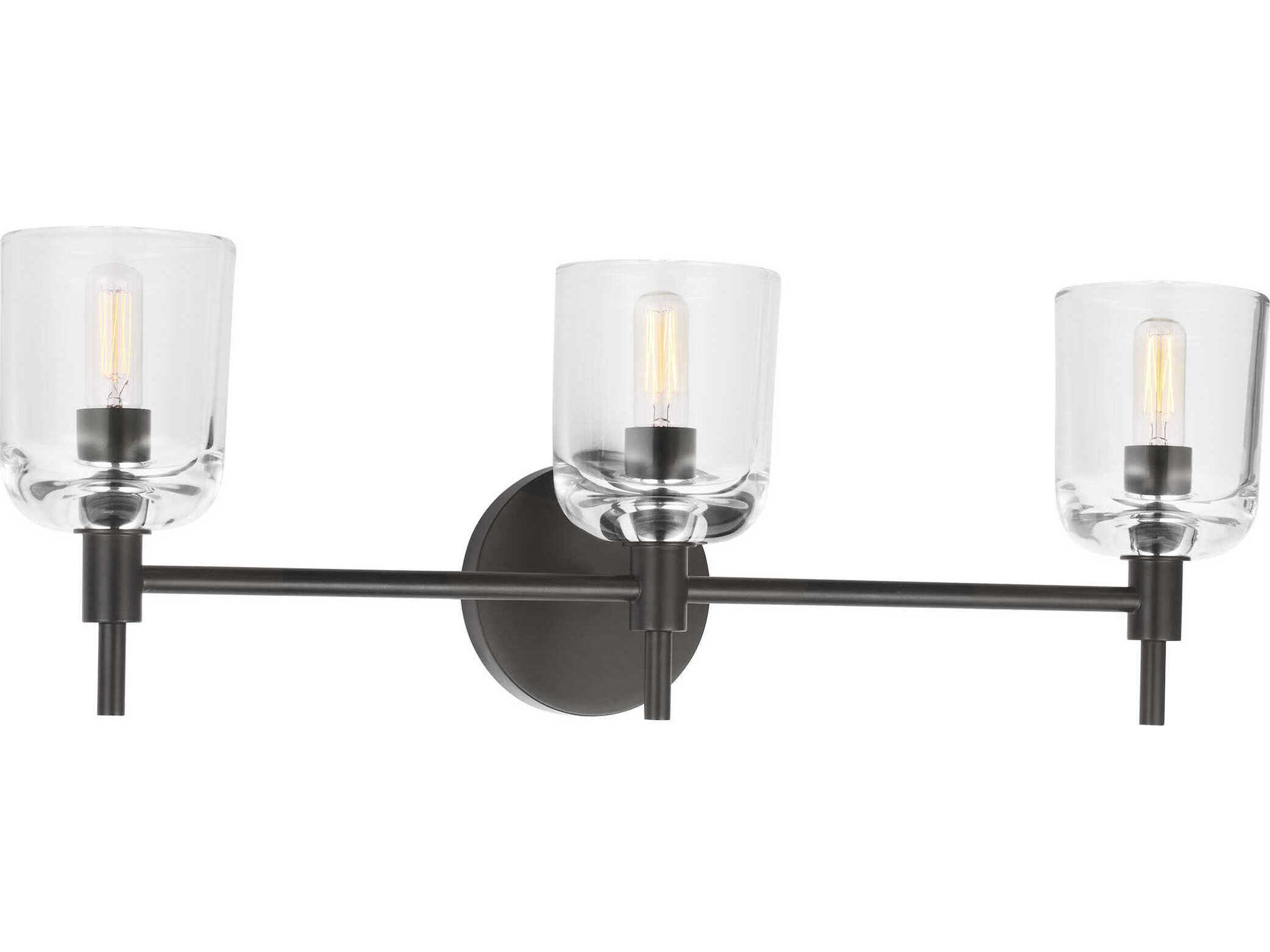 Visual Comfort Studio Hartley 3-Light Aged Iron Black Vanity Light