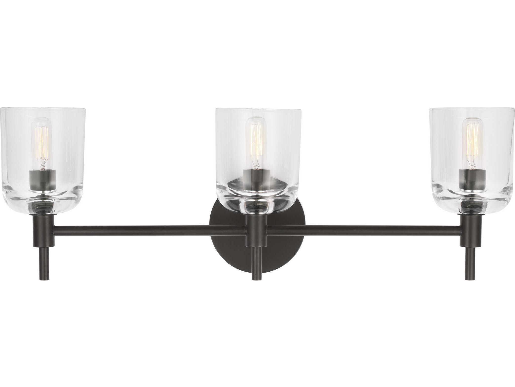 Visual Comfort Studio Hartley 3-Light Aged Iron Black Vanity Light