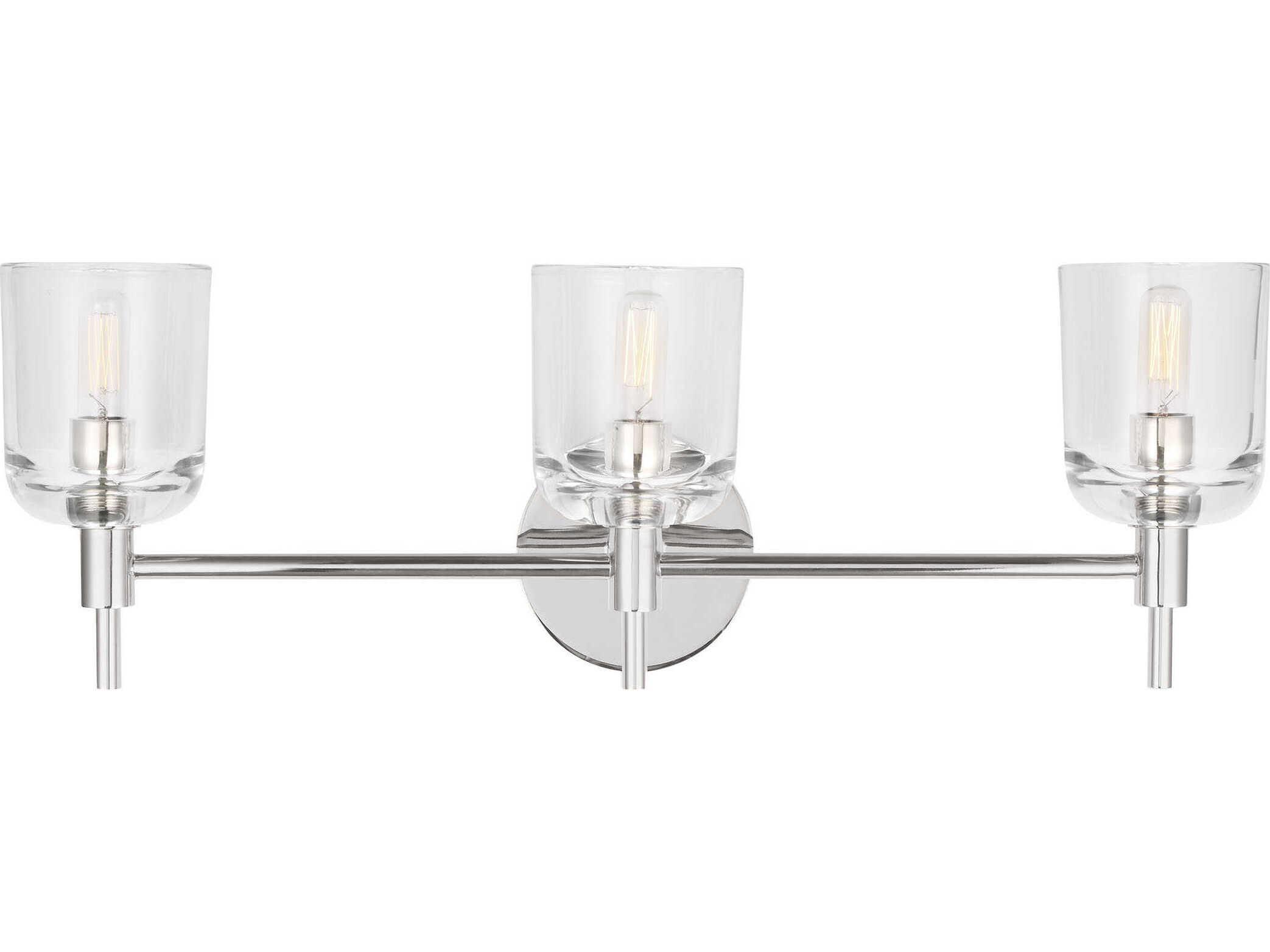 Visual Comfort Studio Hartley 3-Light Polished Nickel Vanity Light
