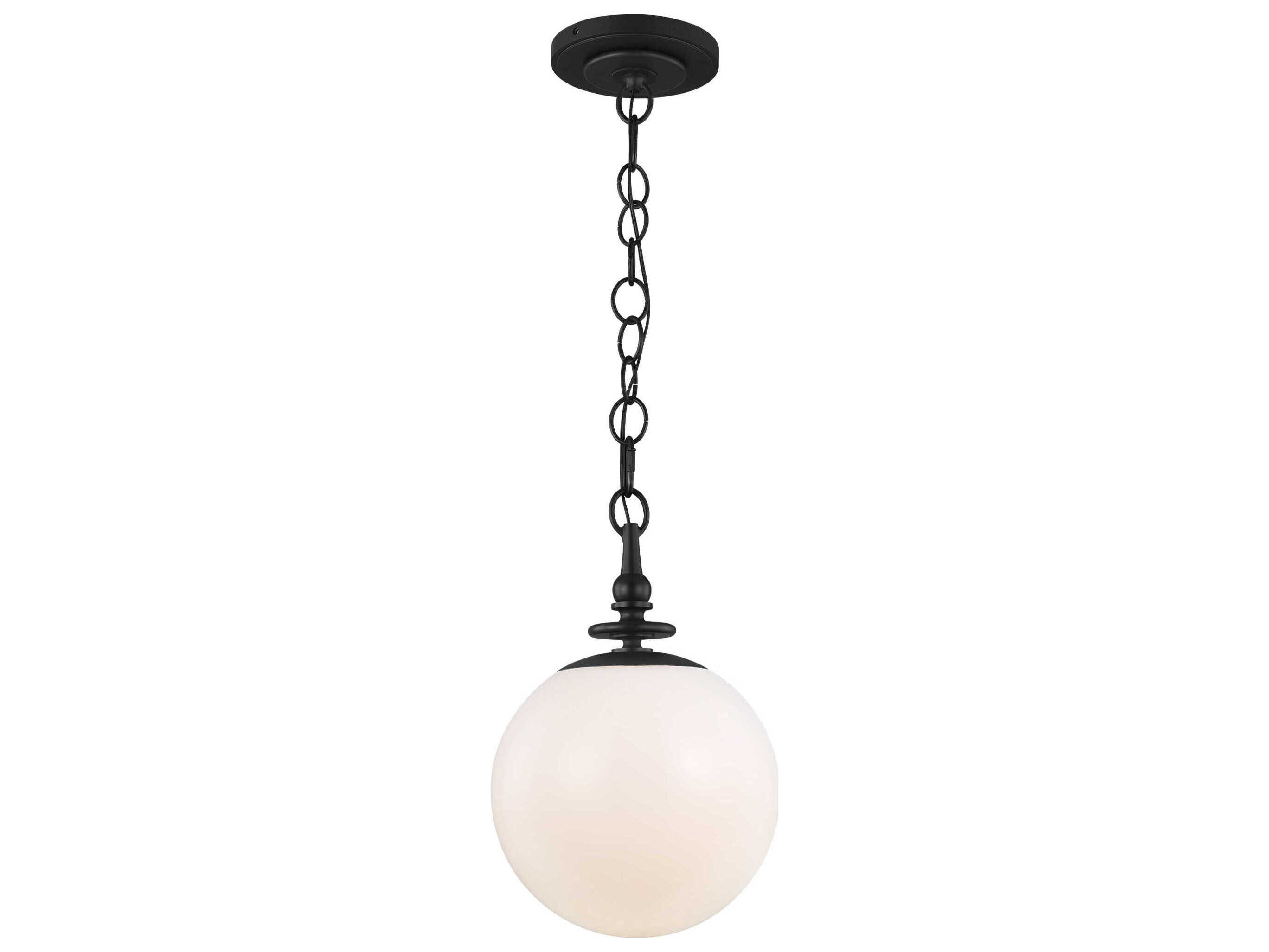 Visual Comfort Studio Capri 1-Light Aged Iron Black Globe Mini Pendant