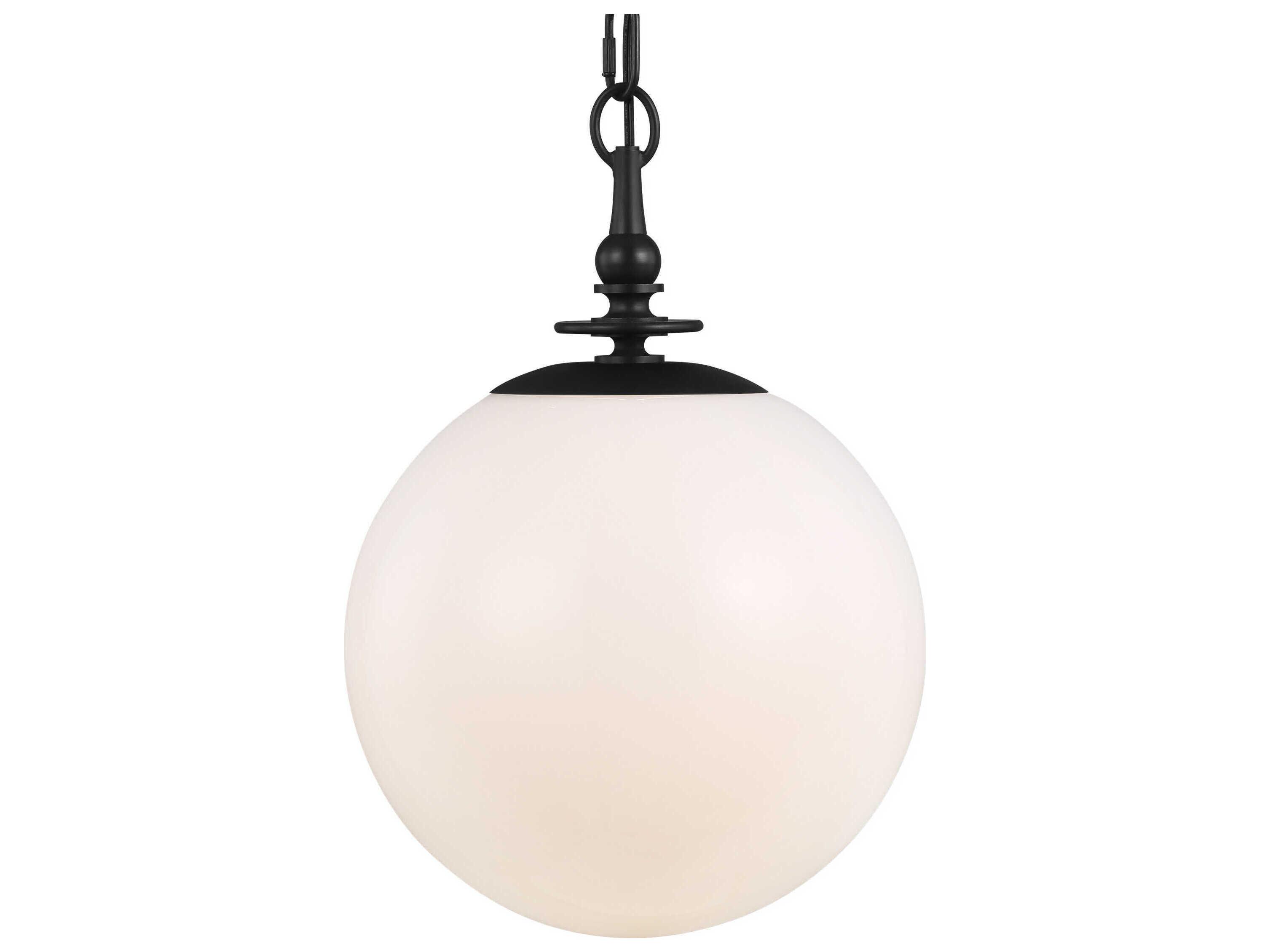 Visual Comfort Studio Capri 1-Light Aged Iron Black Globe Pendant