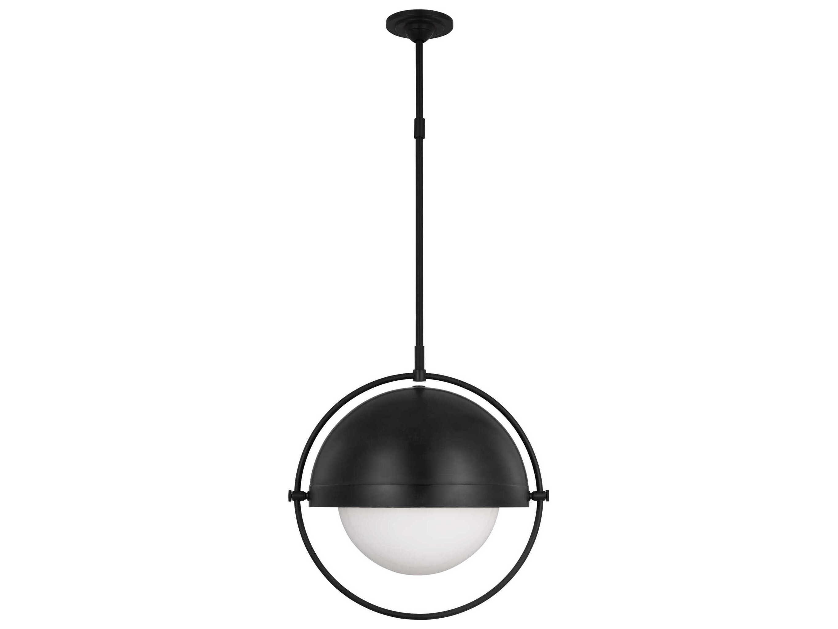 Visual Comfort Studio Bacall 1-Light Aged Iron Black Dome Globe Pendant