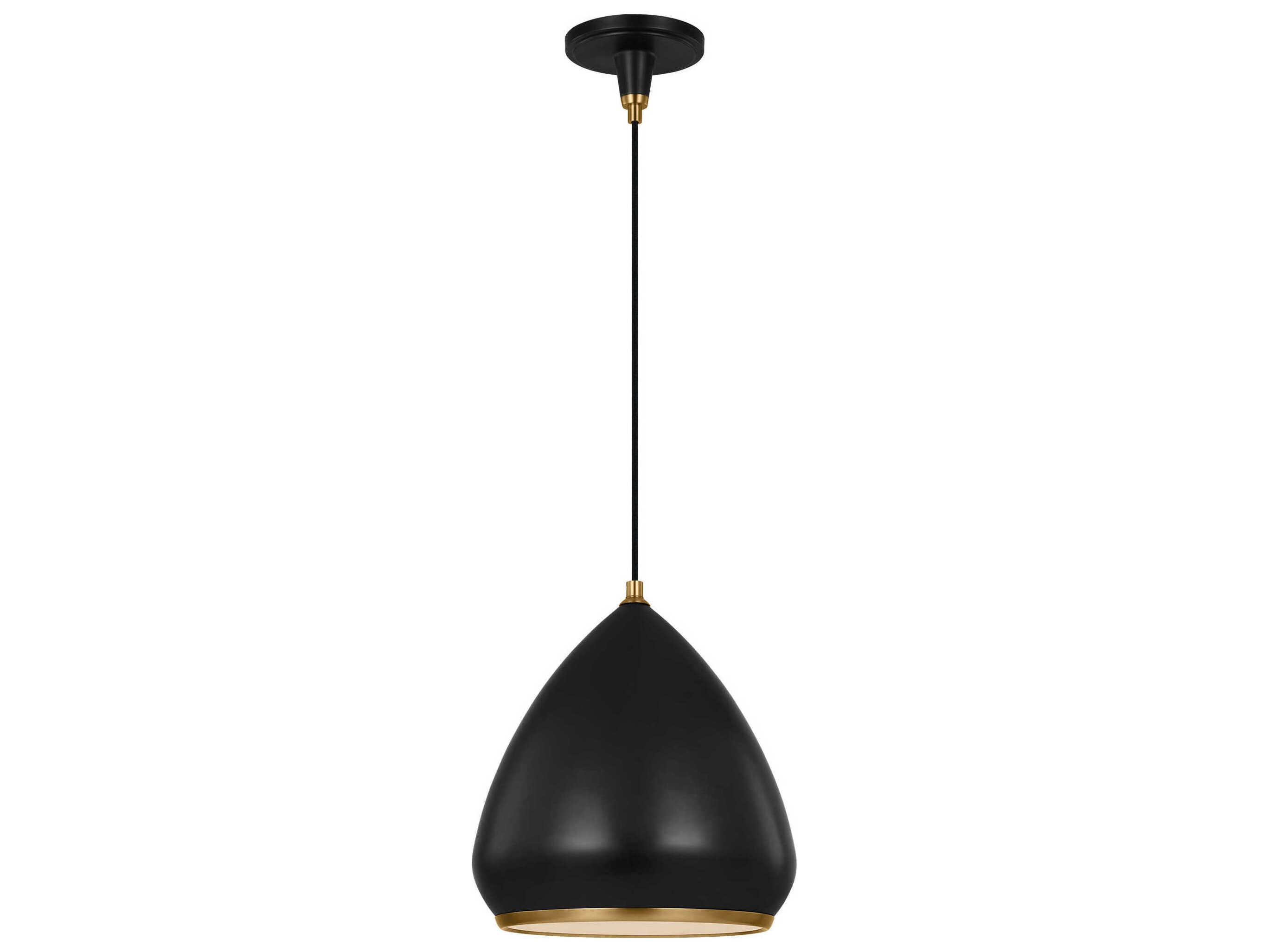 Visual Comfort Studio Clasica 1-Light Aged Iron Black Pendant
