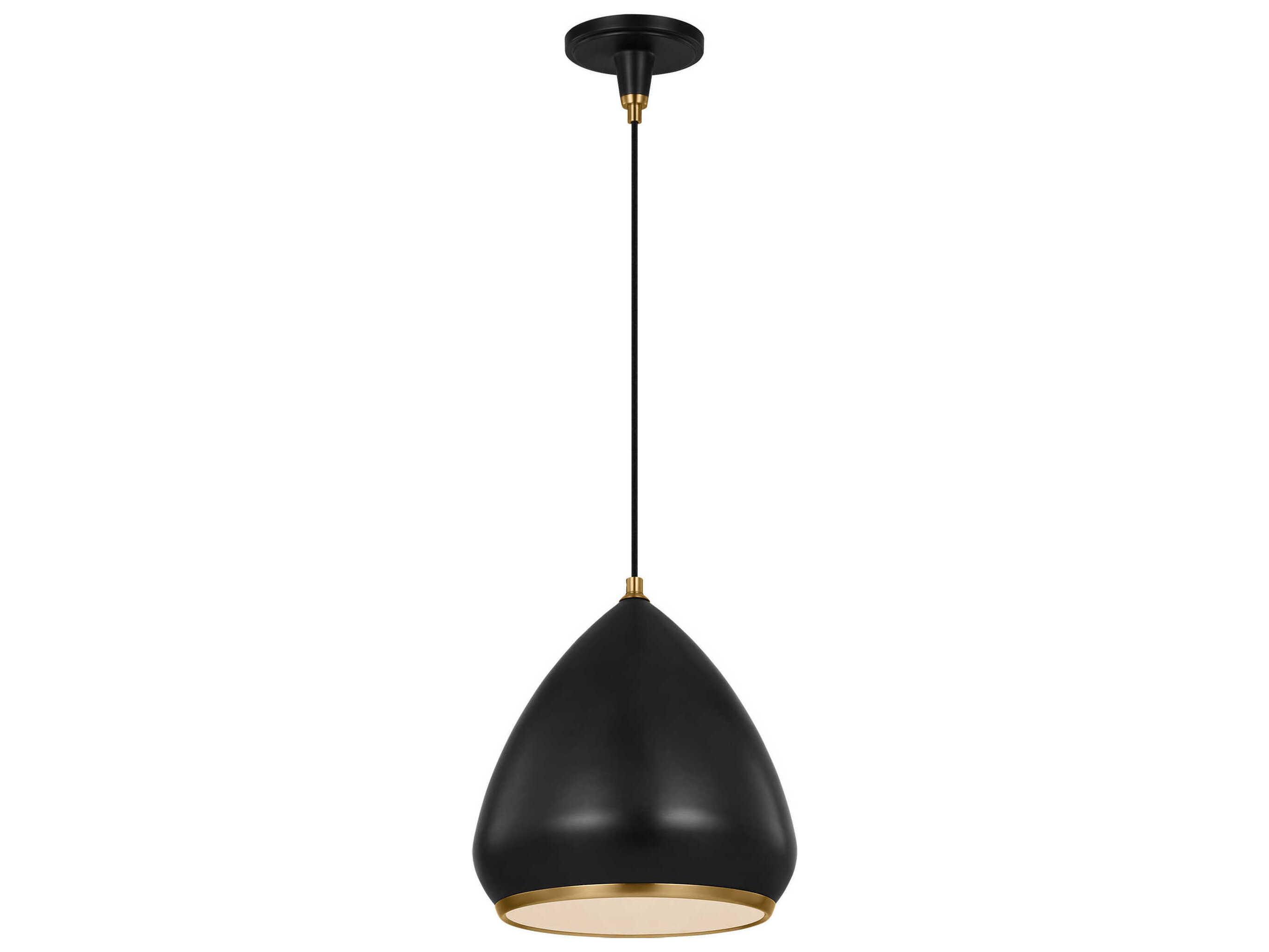 Visual Comfort Studio Clasica 1-Light Aged Iron Black Pendant