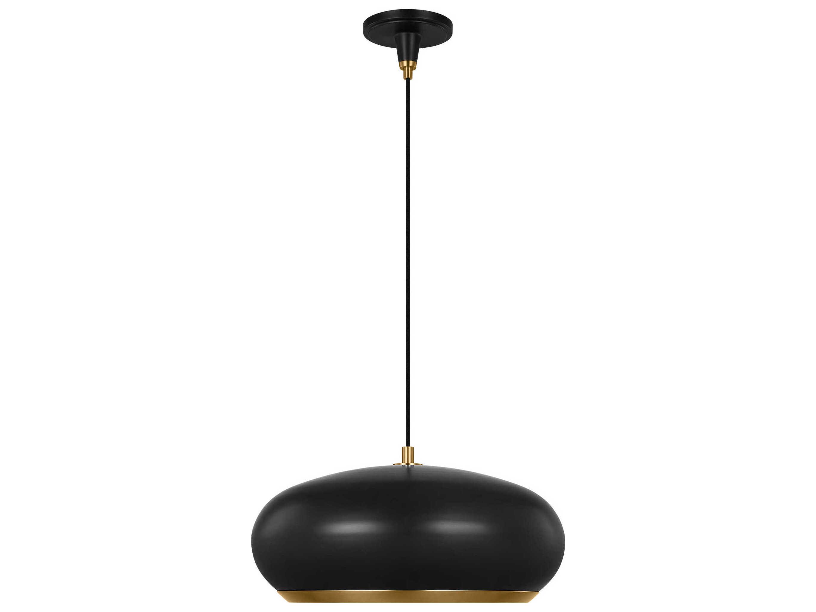 Visual Comfort Studio Clasica 1-Light Aged Iron Black Pendant