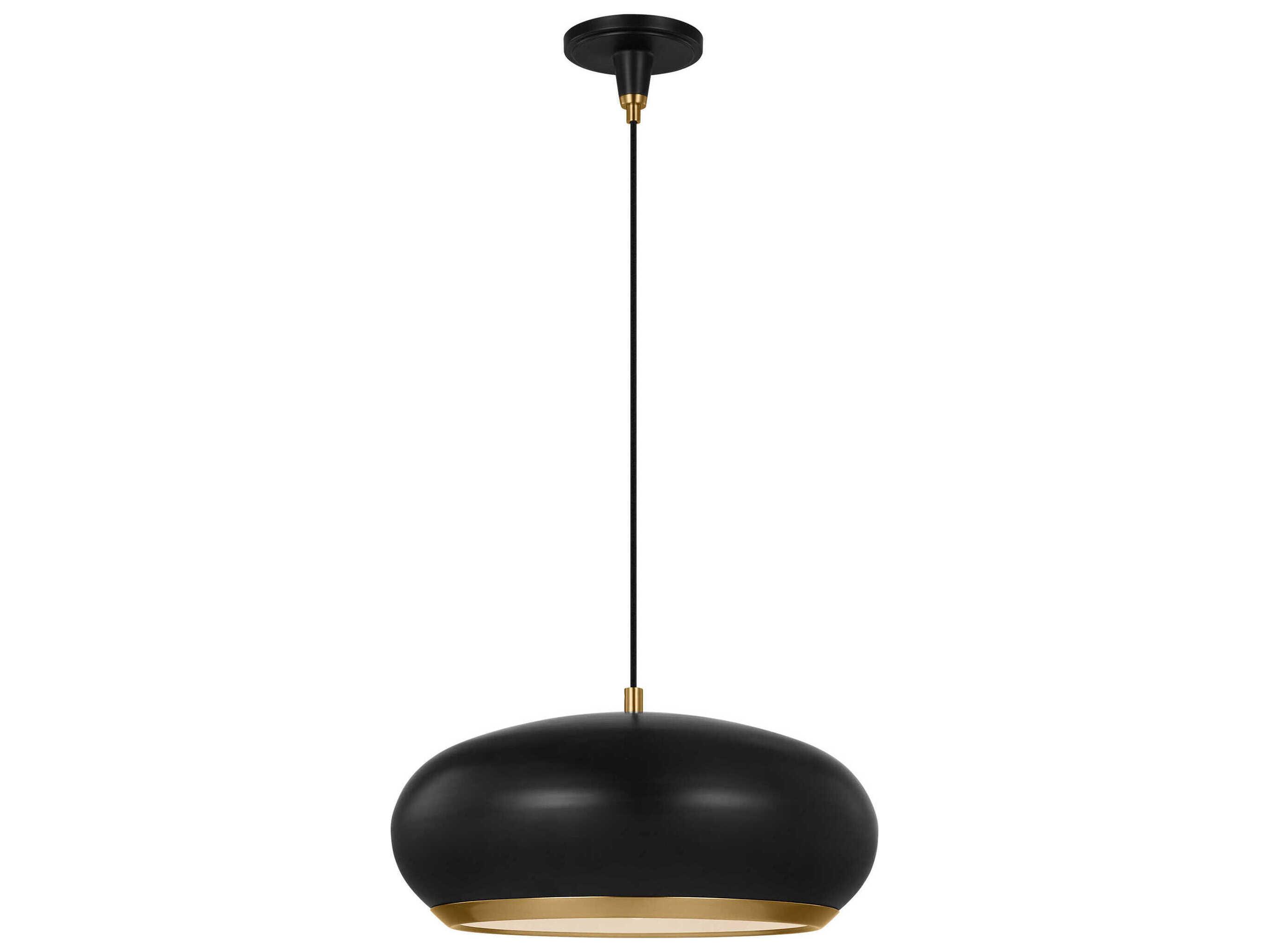 Visual Comfort Studio Clasica 1-Light Aged Iron Black Pendant