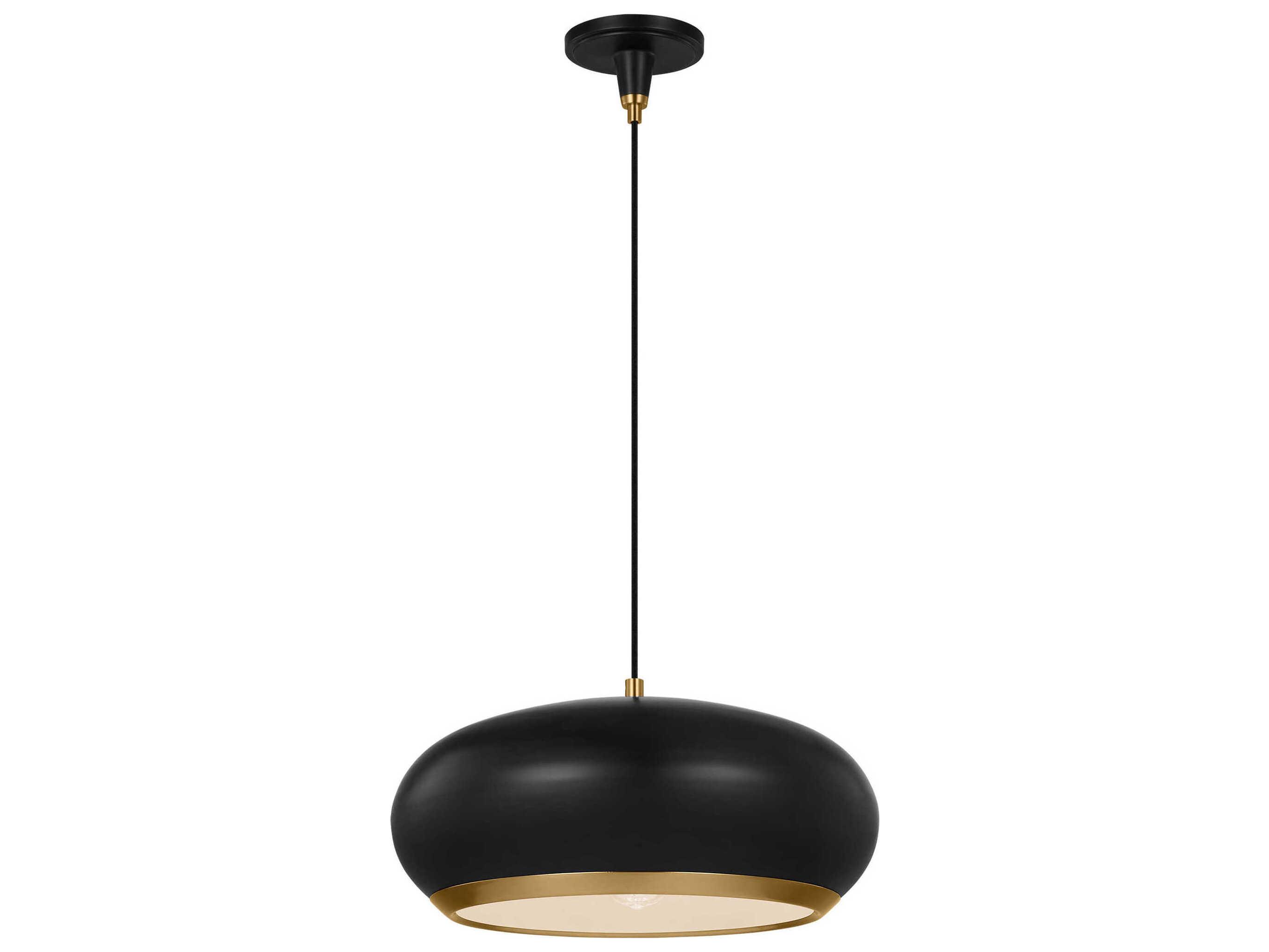 Visual Comfort Studio Clasica 1-Light Aged Iron Black Pendant