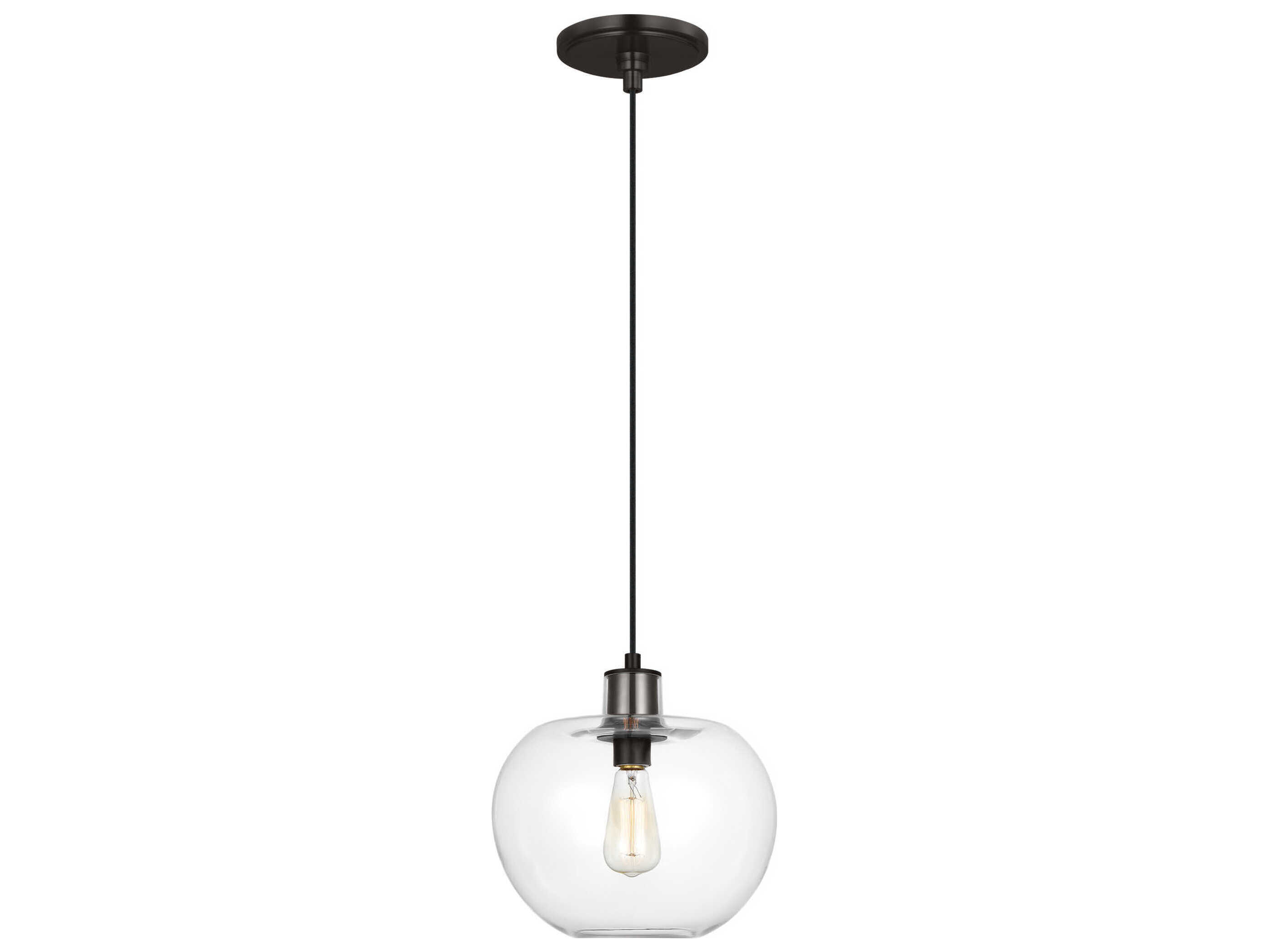 Visual Comfort Studio Mela 1-Light Aged Iron Black Mini Pendant