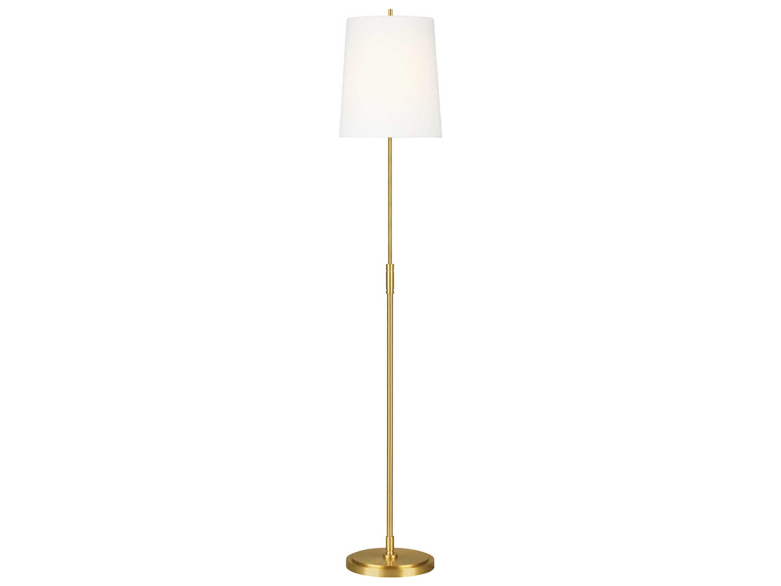 Visual Comfort Studio Beckham Classic Burnished Brass White Linen Fabric Floor Lamp