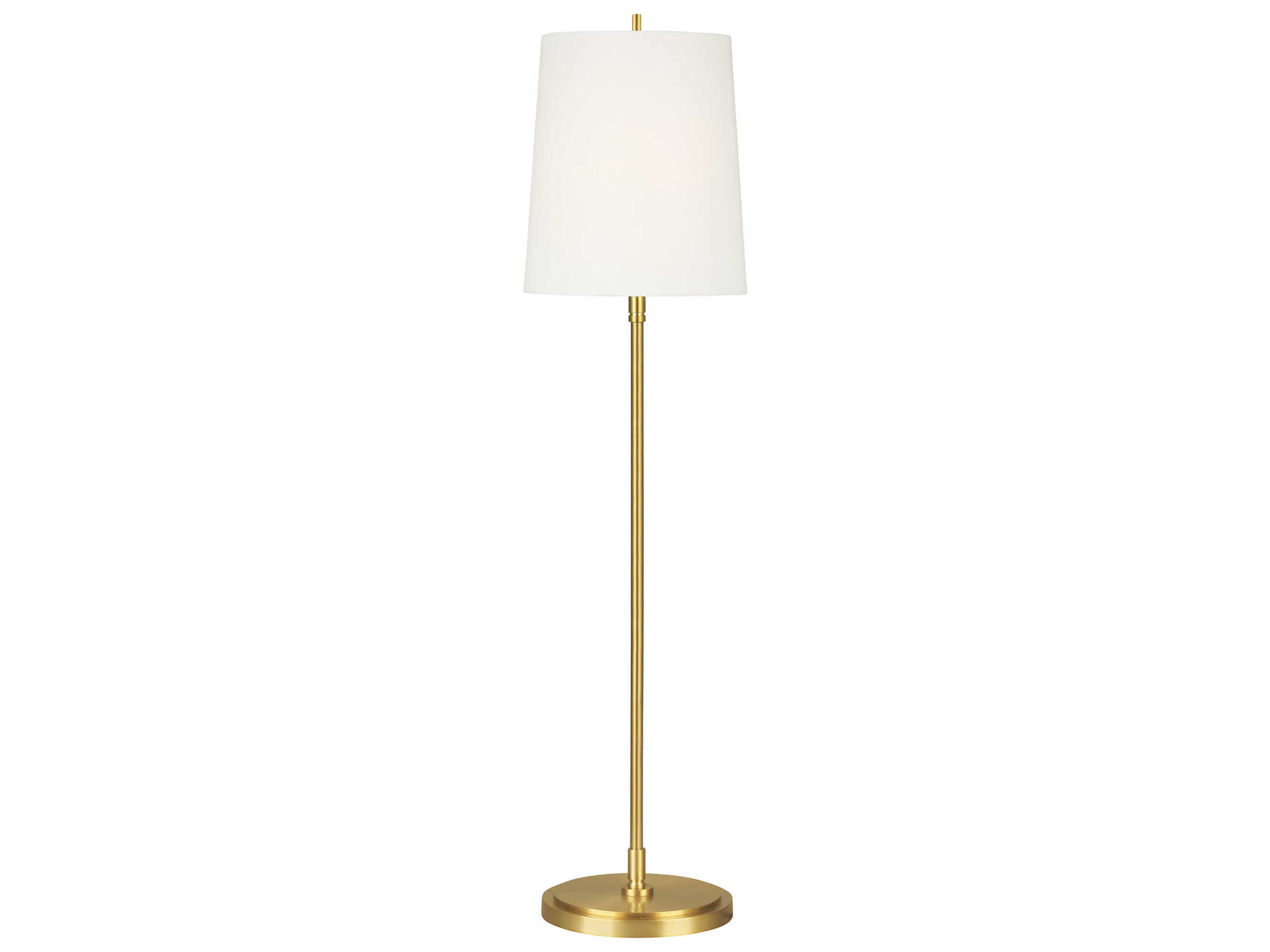 Visual Comfort Studio Beckham Classic Burnished Brass White Linen Fabric Floor Lamp