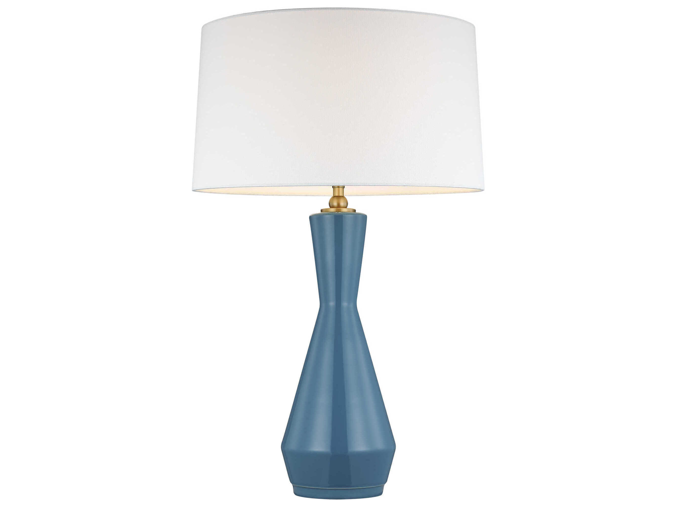 Visual Comfort Studio Jens Lucent Aqua White Linen Fabric Blue Buffet Lamp