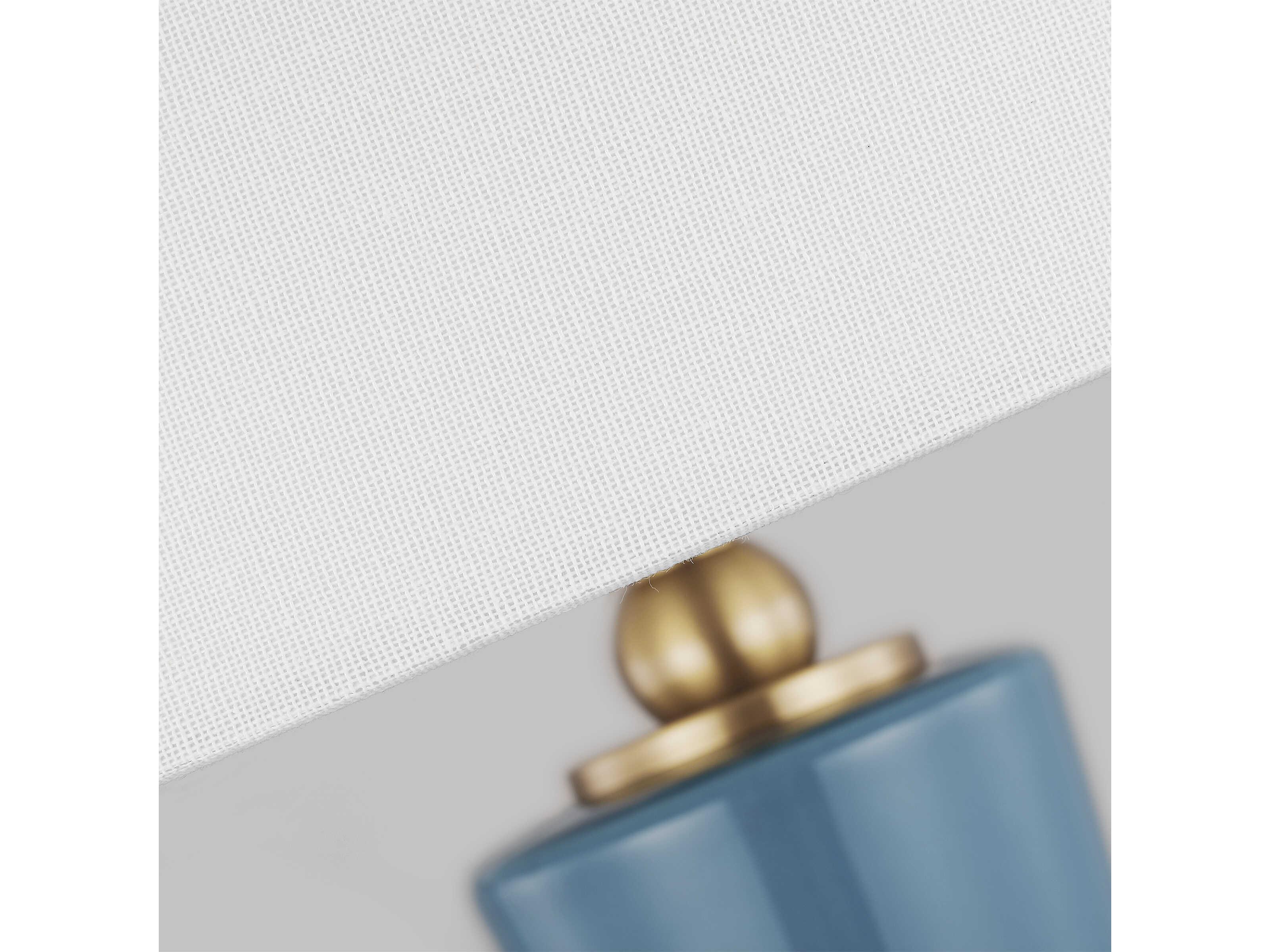 Visual Comfort Studio Jens Lucent Aqua White Linen Fabric Blue Buffet Lamp