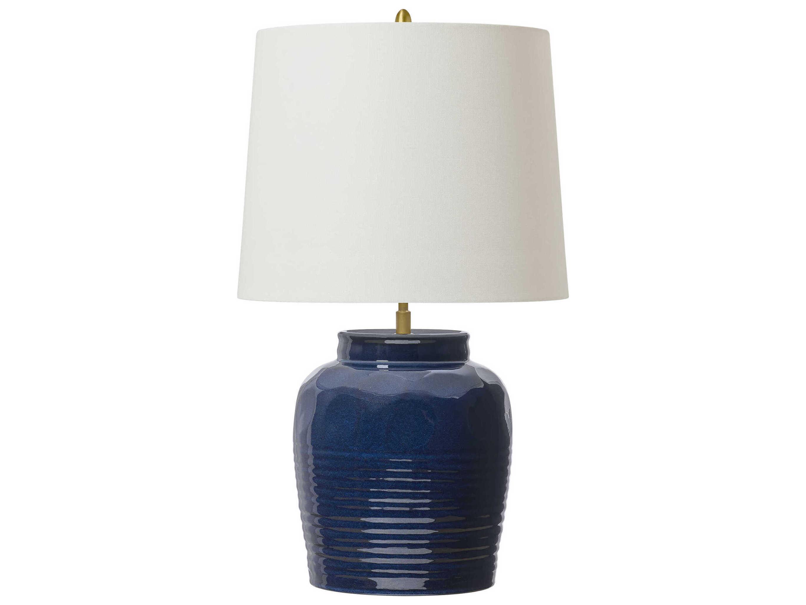 Visual Comfort Studio Selena Mix Blue Brown White Linen Fabric Buffet Lamp