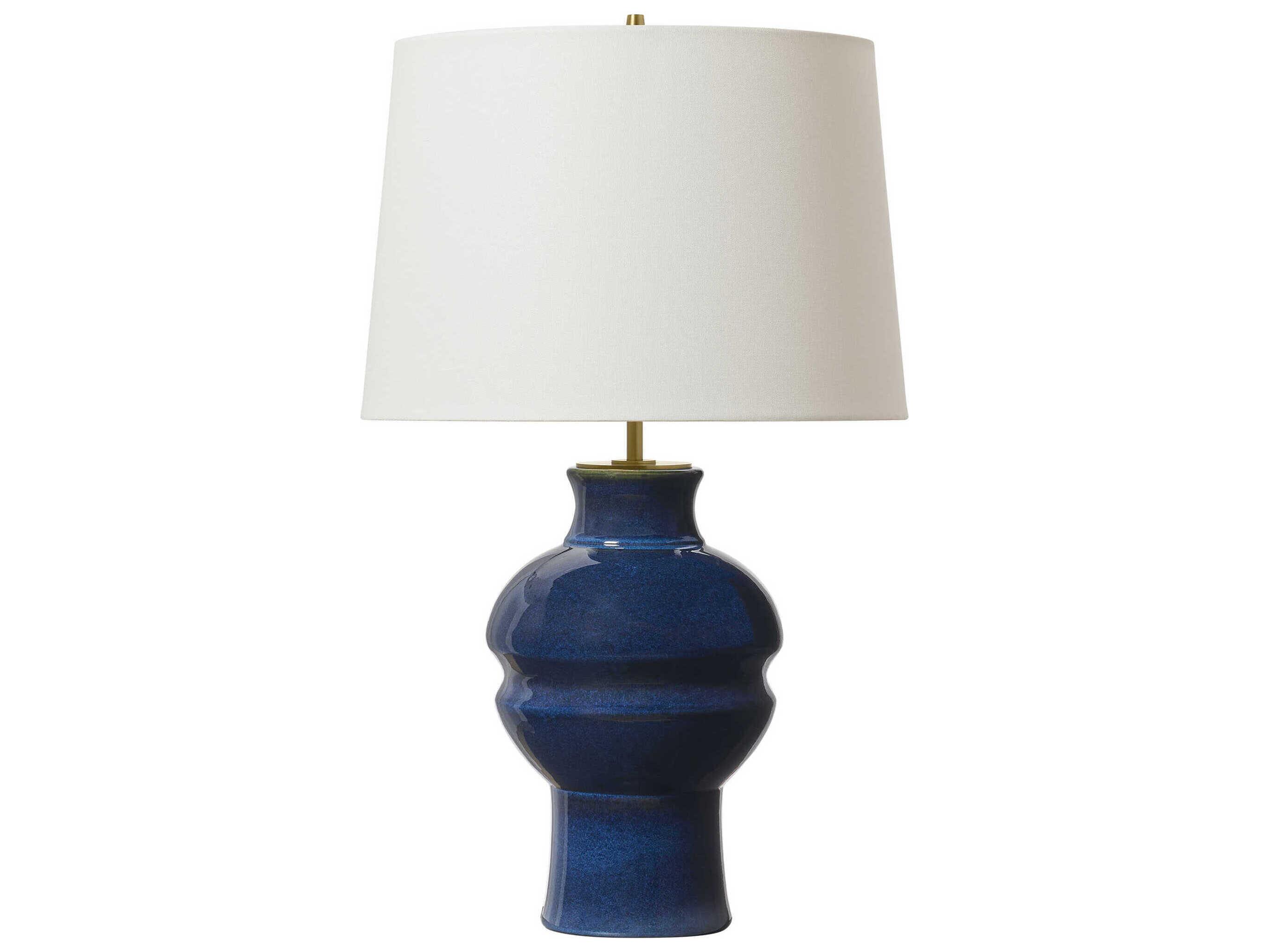Visual Comfort Studio Nova Mix Blue Brown White Linen Fabric Buffet Lamp