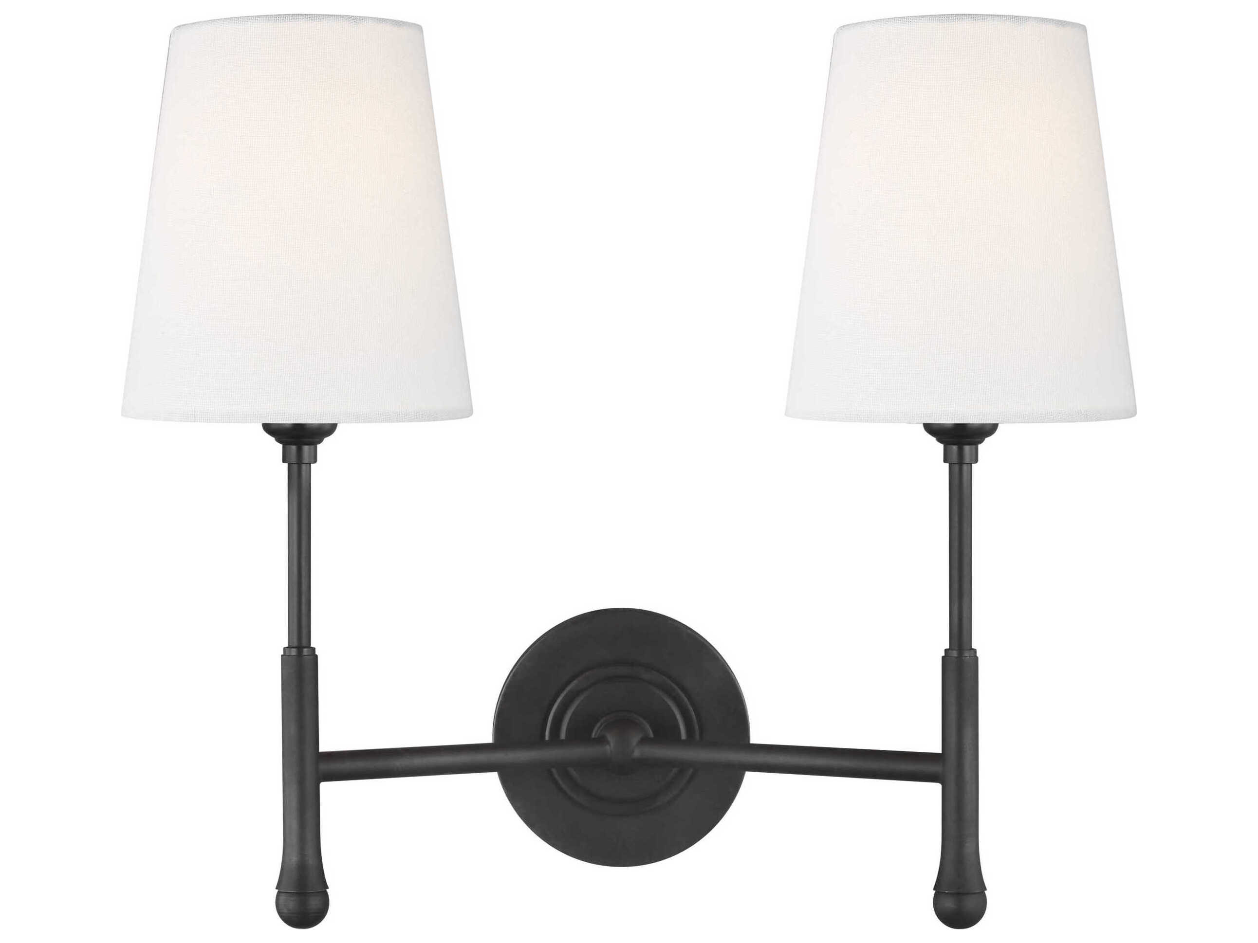 Visual Comfort Studio Capri 2-Light Aged Iron Black Vanity Light