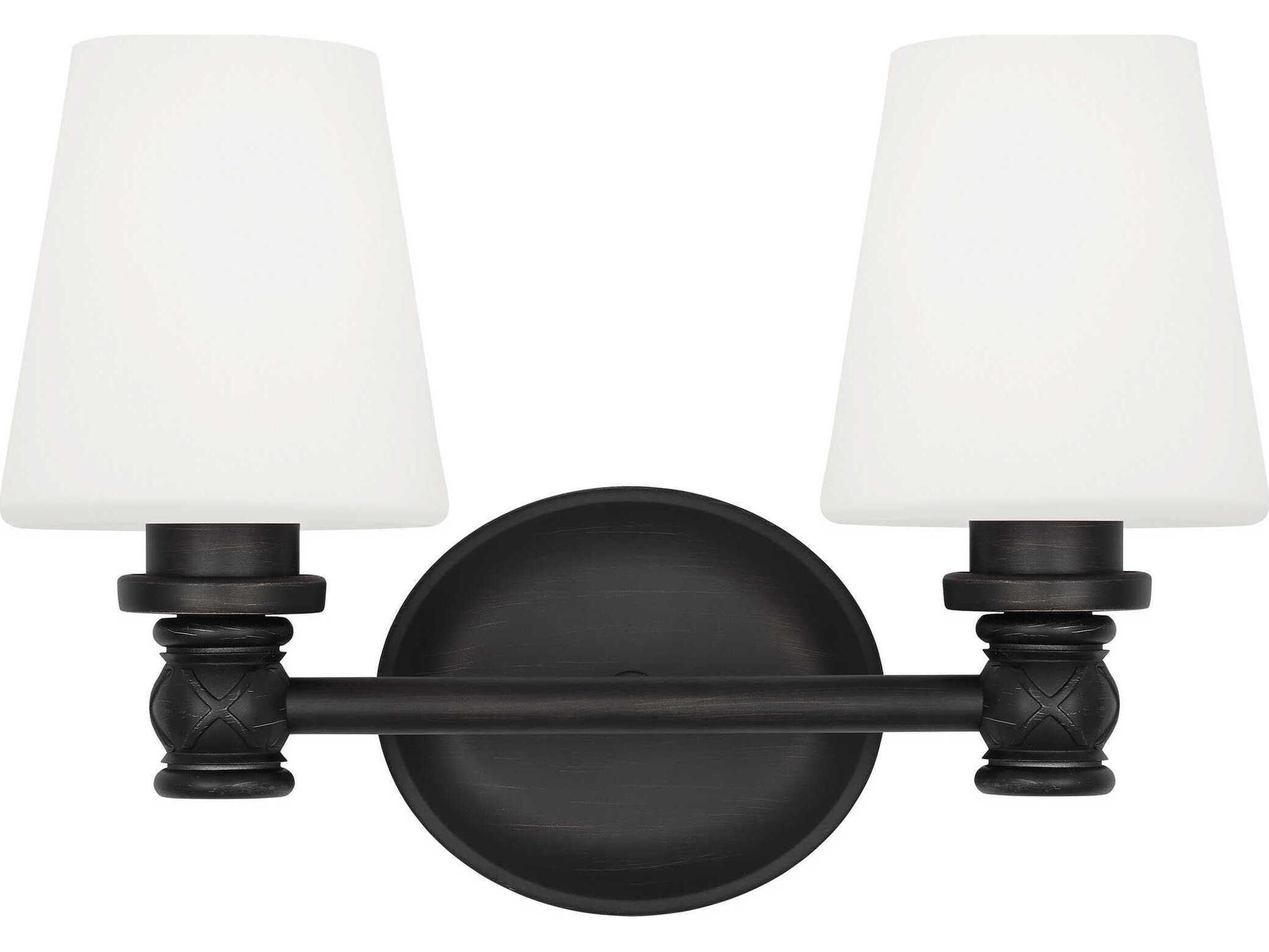 Visual Comfort Studio Xavierre 2-Light Aged Iron Black Vanity Light