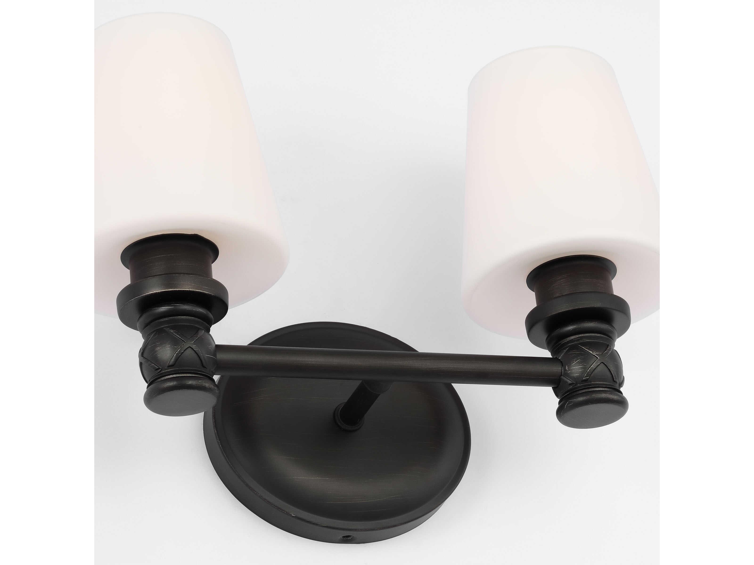 Visual Comfort Studio Xavierre 2-Light Aged Iron Black Vanity Light