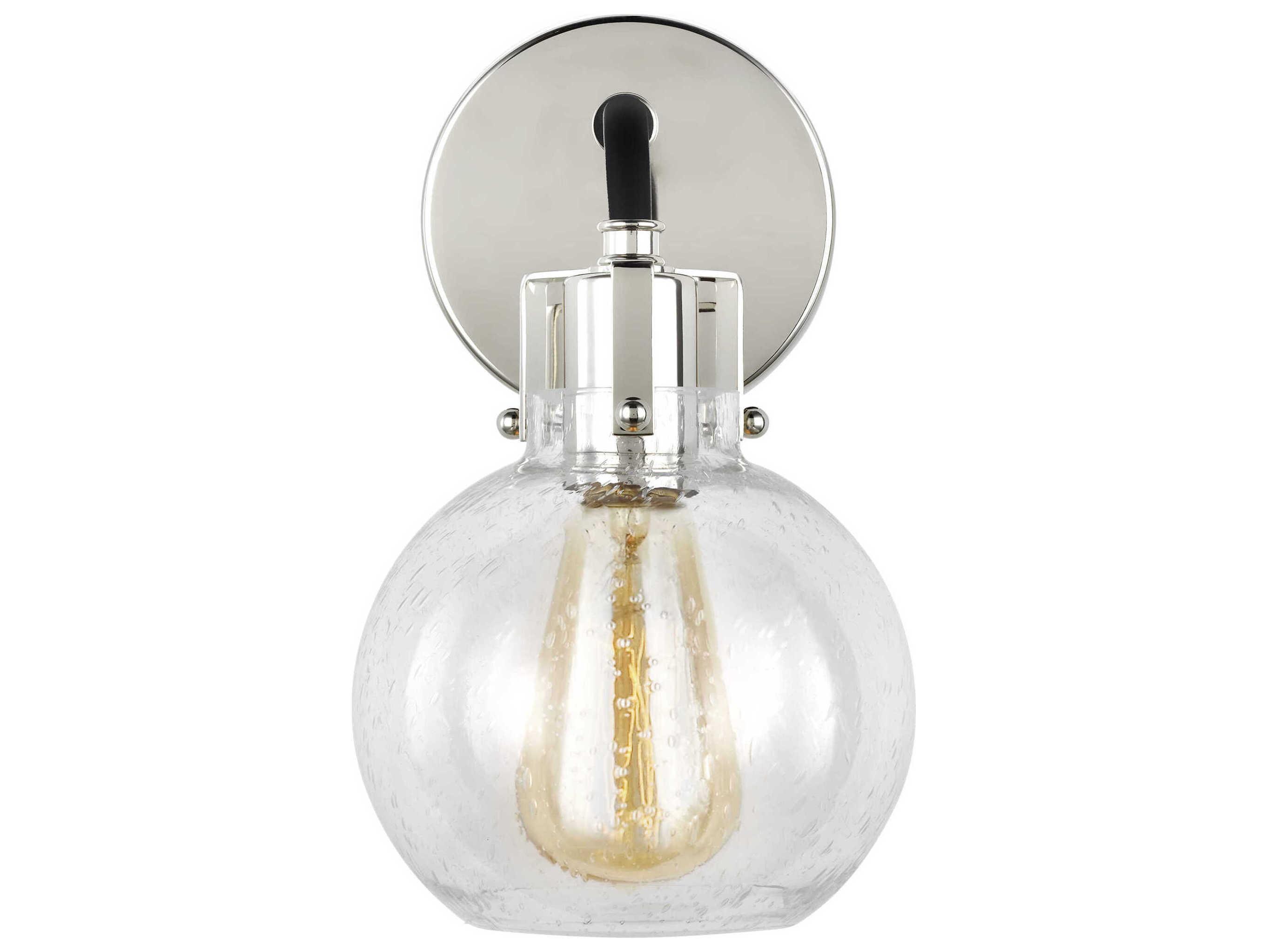 Visual Comfort Studio Clara 1-Light Polished Nickel Textured Black Wall Sconce