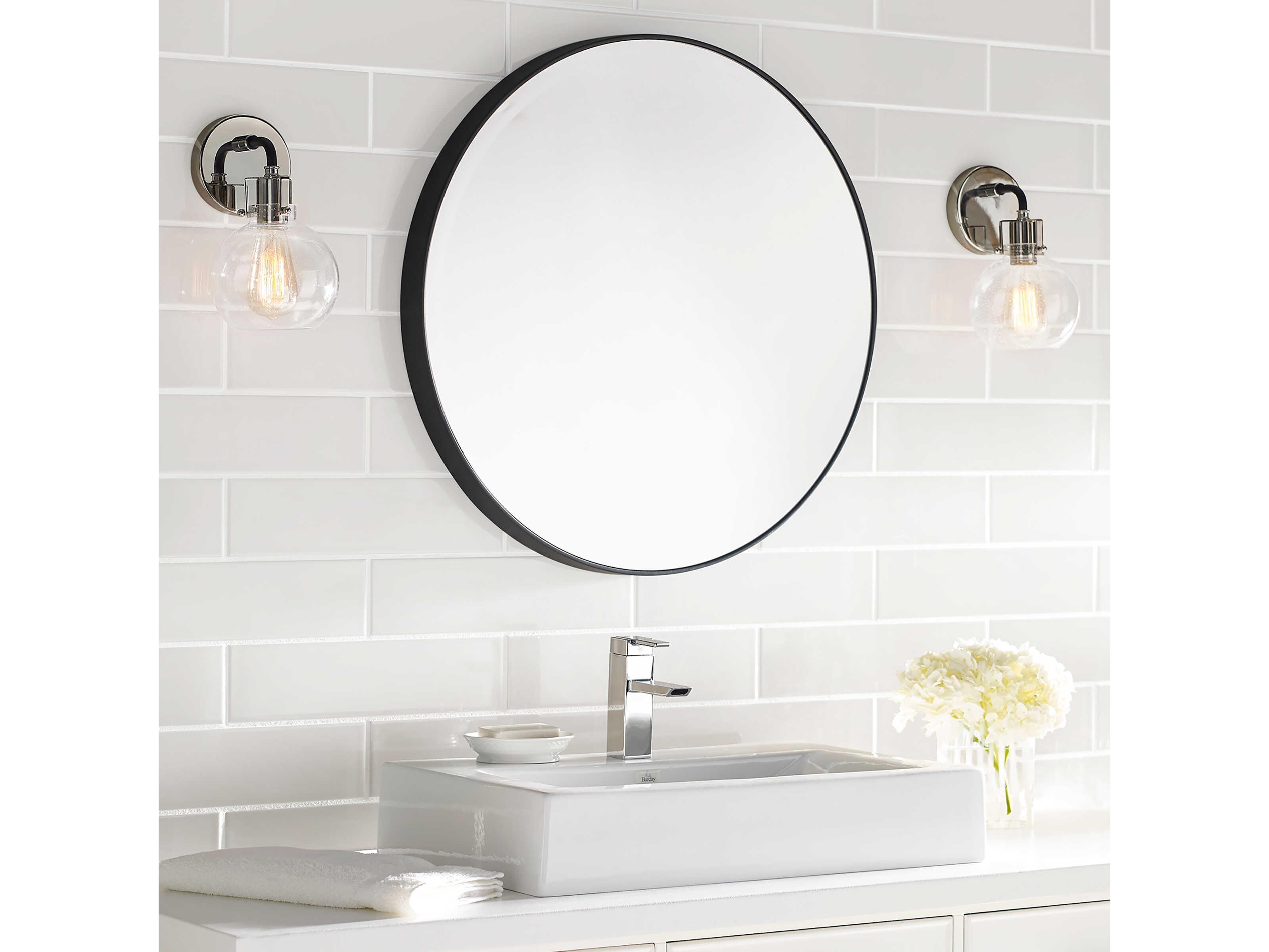 Visual Comfort Studio Clara 1-Light Polished Nickel Textured Black Wall Sconce